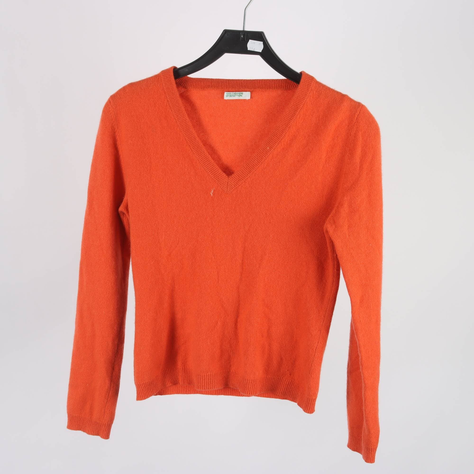 Tröja, Benetton, orange, 100% cashmere, stl. ca. XS.