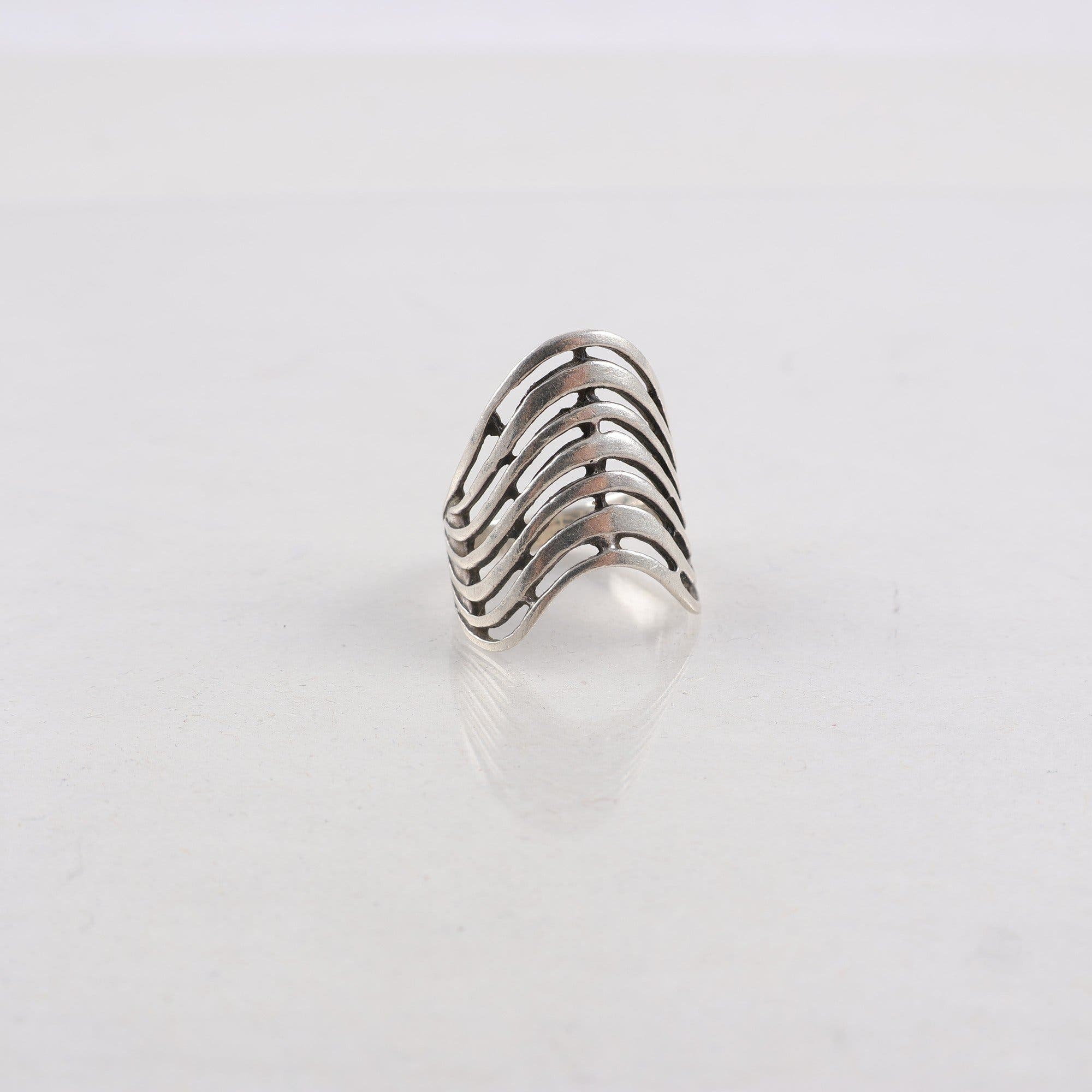 Ring, silver 925, vågform