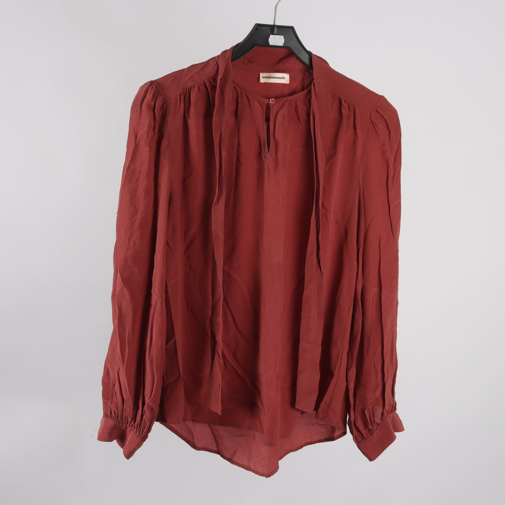Blus, Custommade, roströd, 100% silke, stl. L.