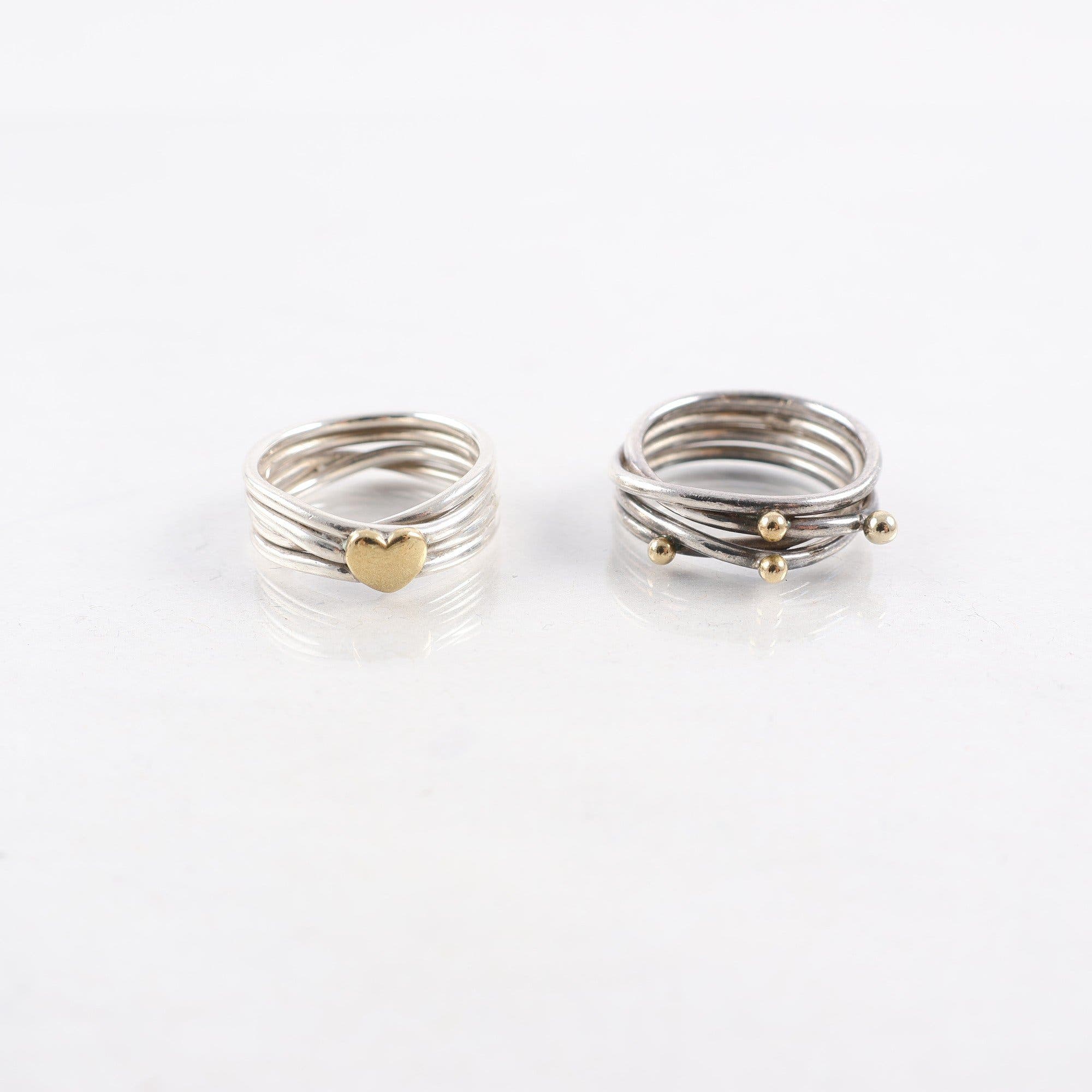 Ringar, silver 925, virad form, hjärta