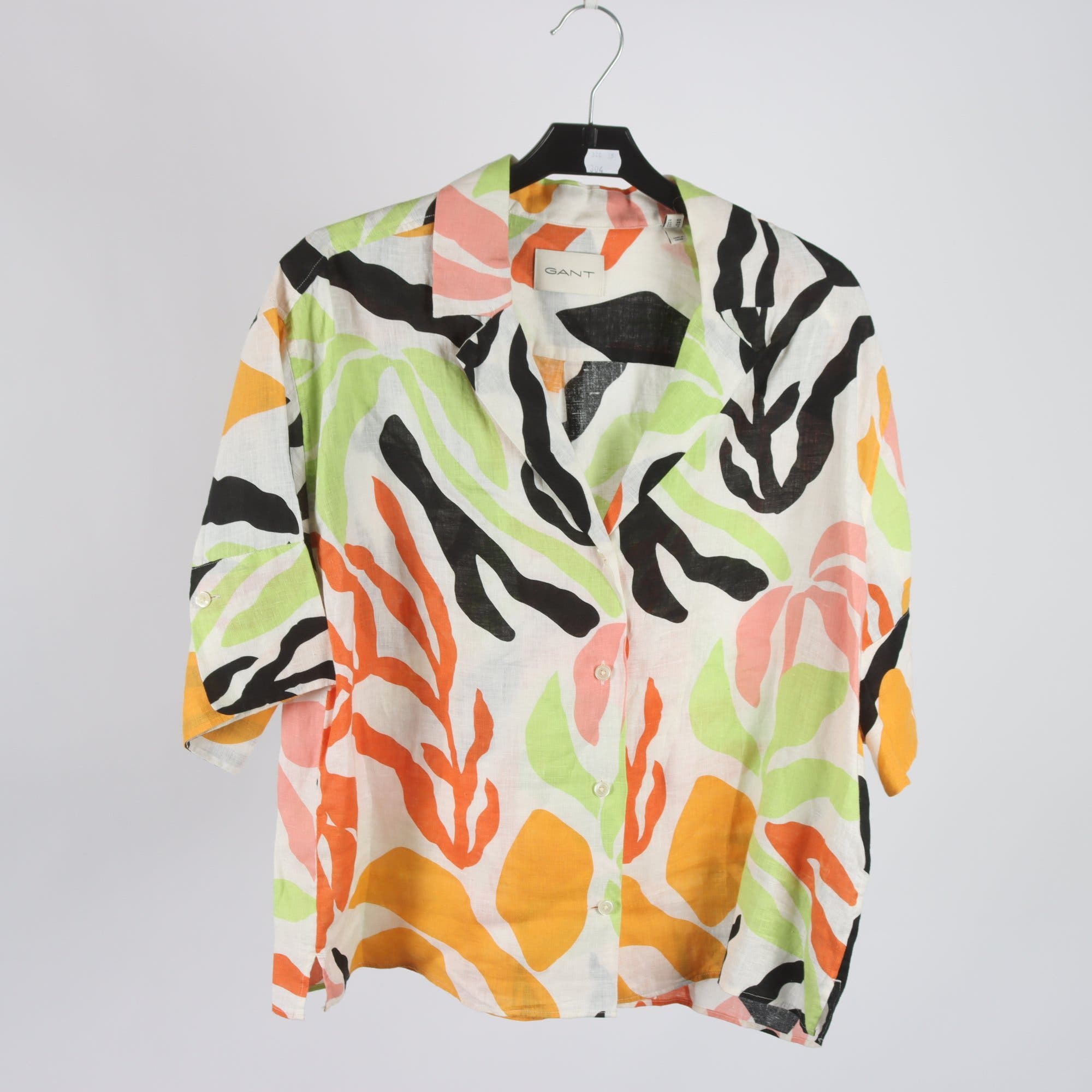 Blus, Gant, grön, rosa, vit, 100% lin, stl. 36.