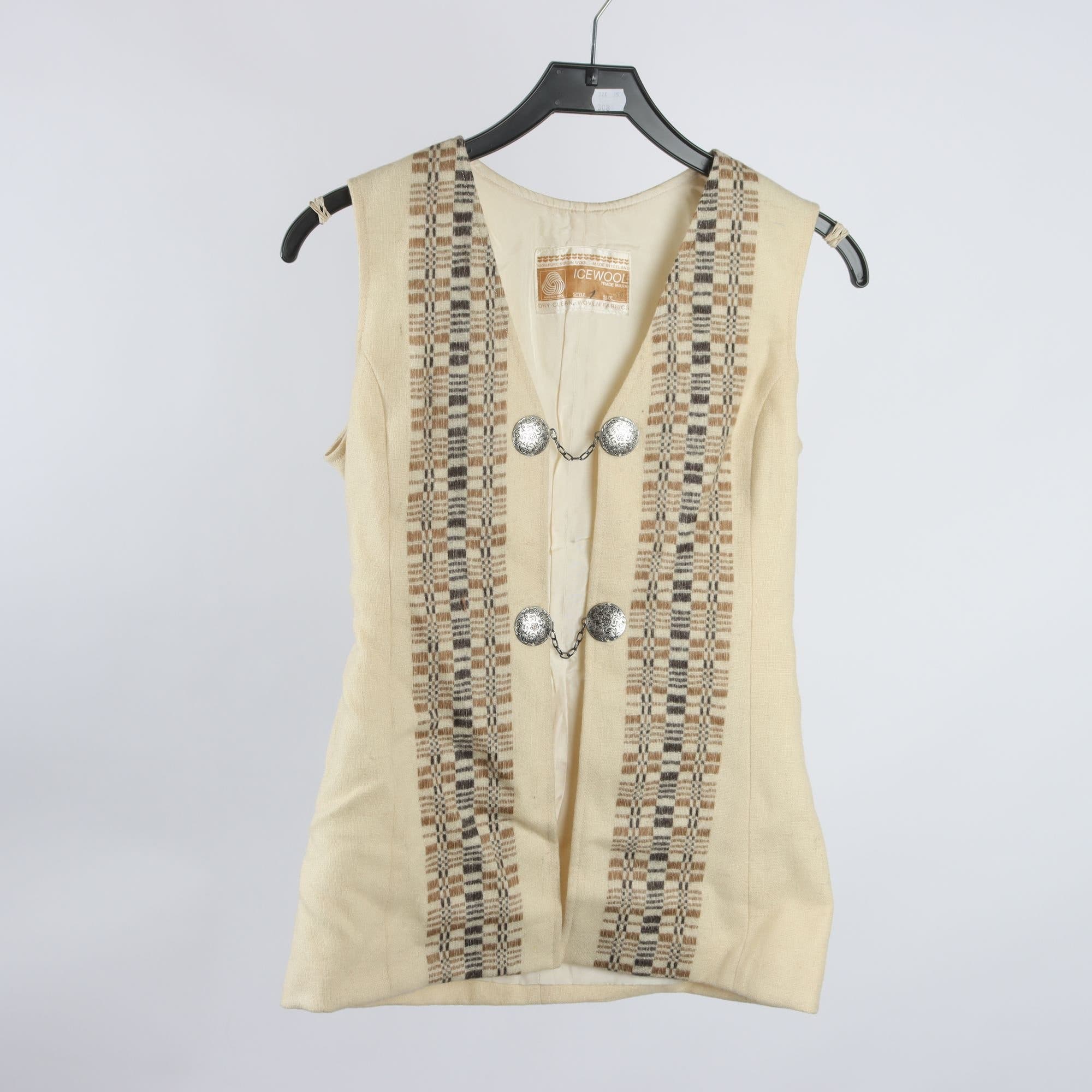 Väst, Icewool, beige, grå, 100% ull, stl. 36.