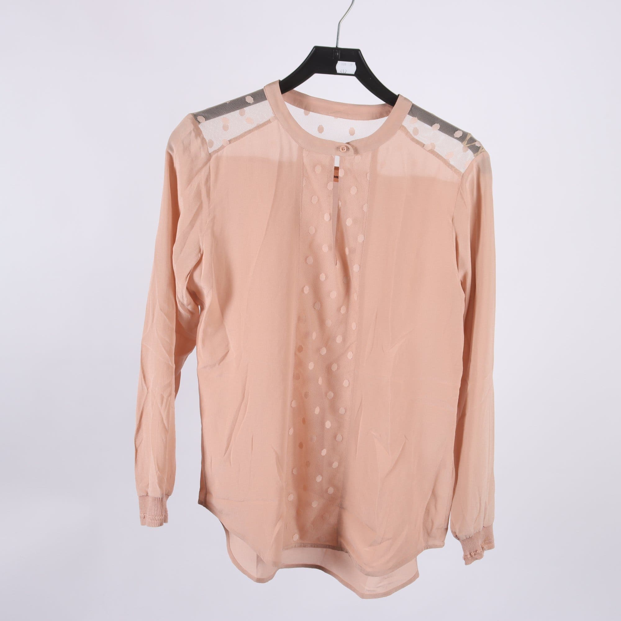 Blus, Custommade, beige, 100% silke, stl. 38.