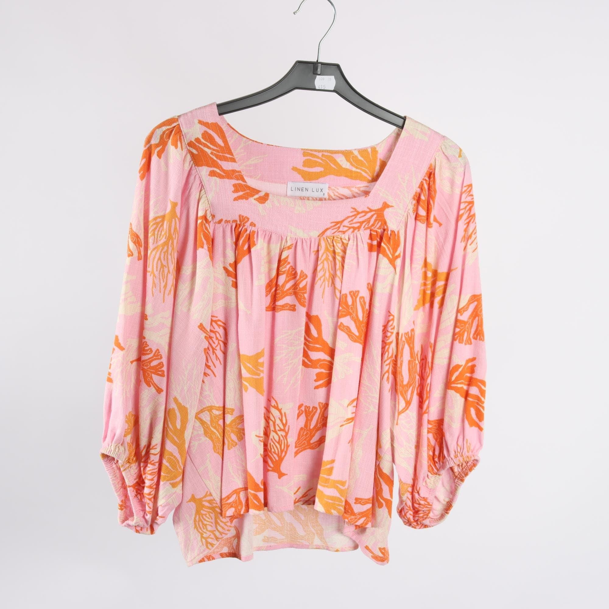 Blus, Linen Lux, rosa, orange, stl. one size.
