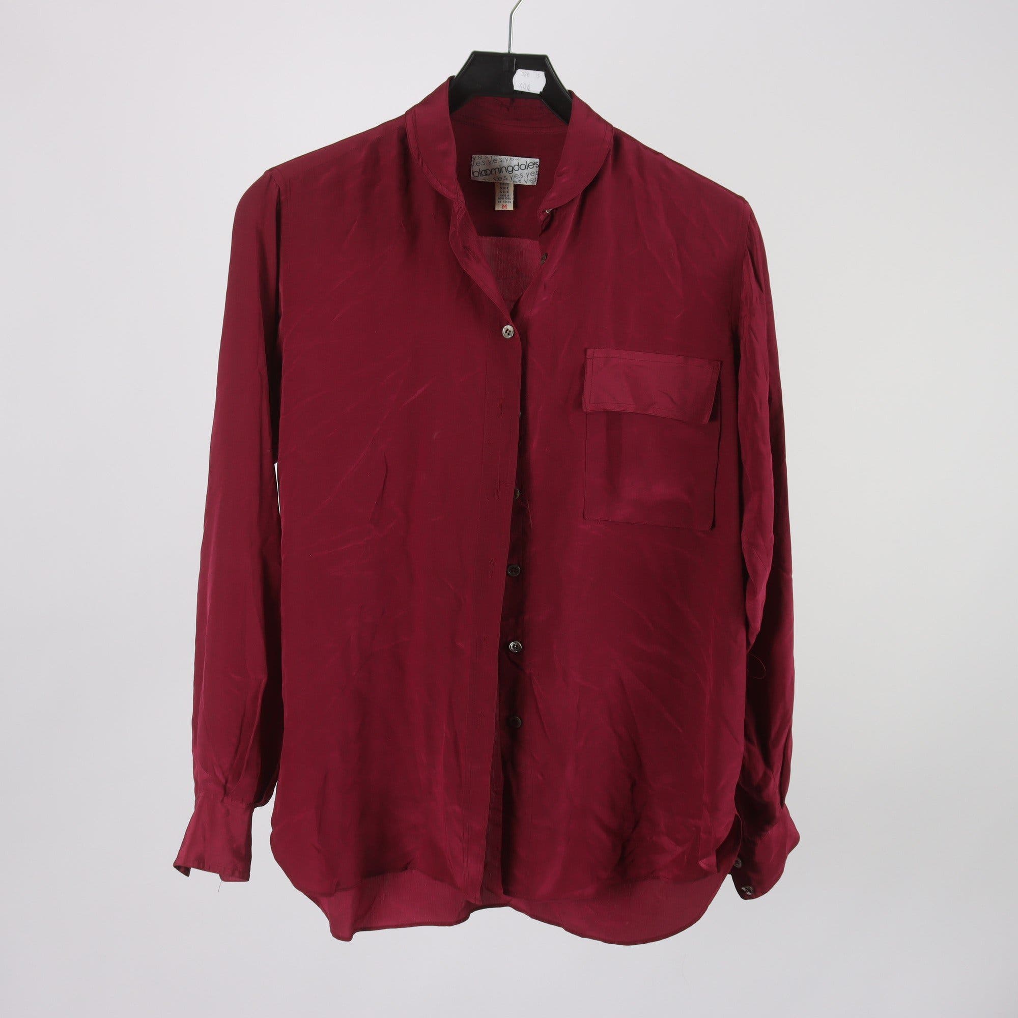 Blus, Broomingdales, vinröd, 100% silke, stl. M.