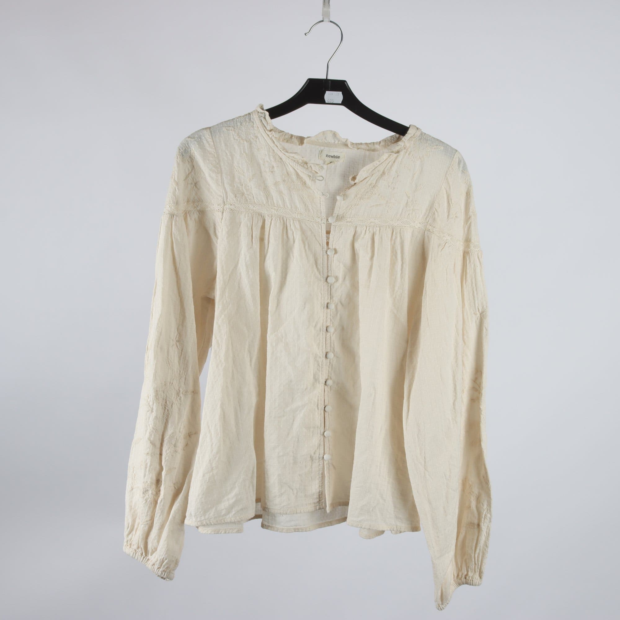 Blus, Newbie, beige, broderad, stl. S.