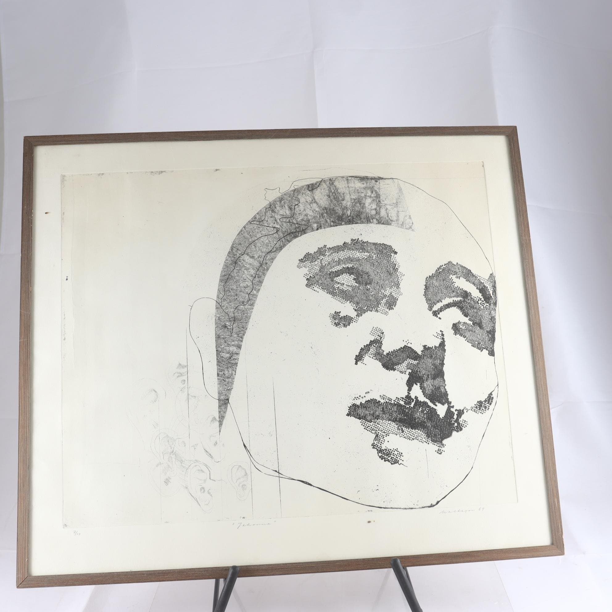 Litografi, Gunilla Maltesson, blyertssignerad, 7/10, 1969. Endast avhämtning.