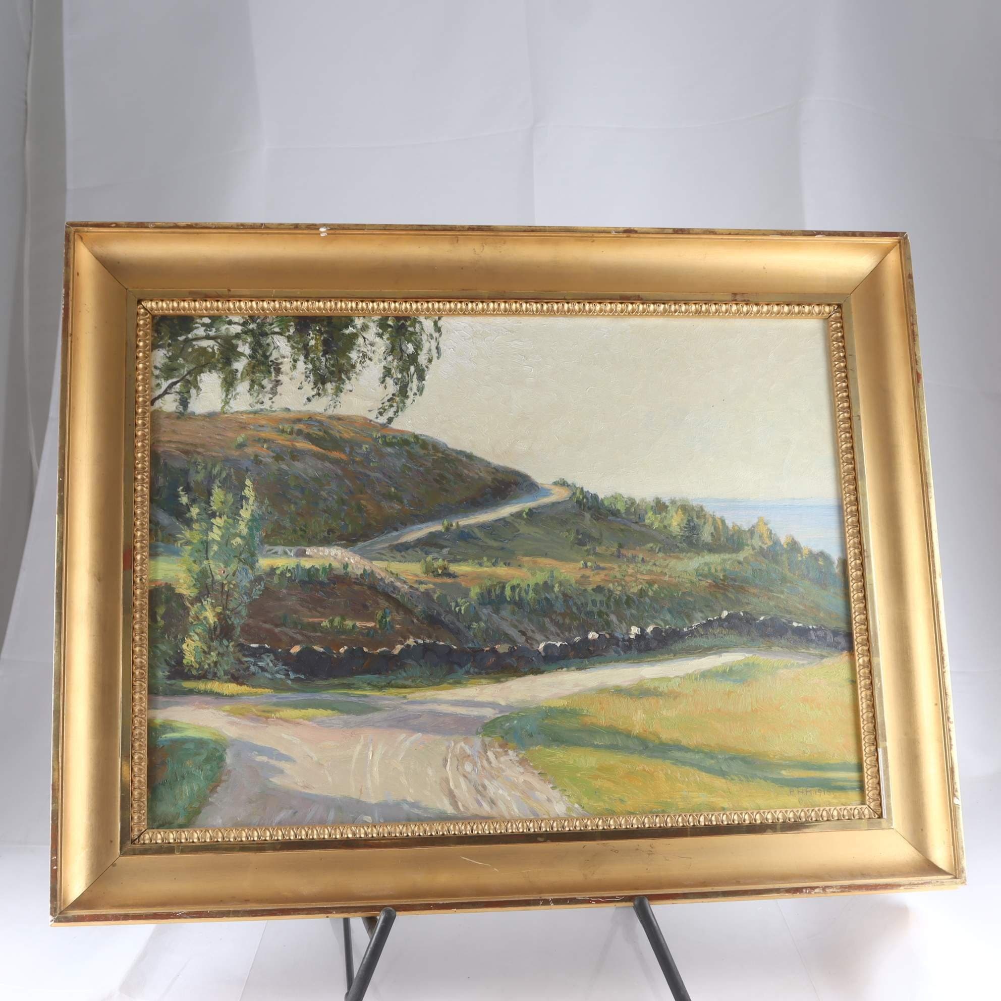 Olja på duk, motiv Båstad, Paul H.Hagen, signerad, 1915. Endast avhämtning.