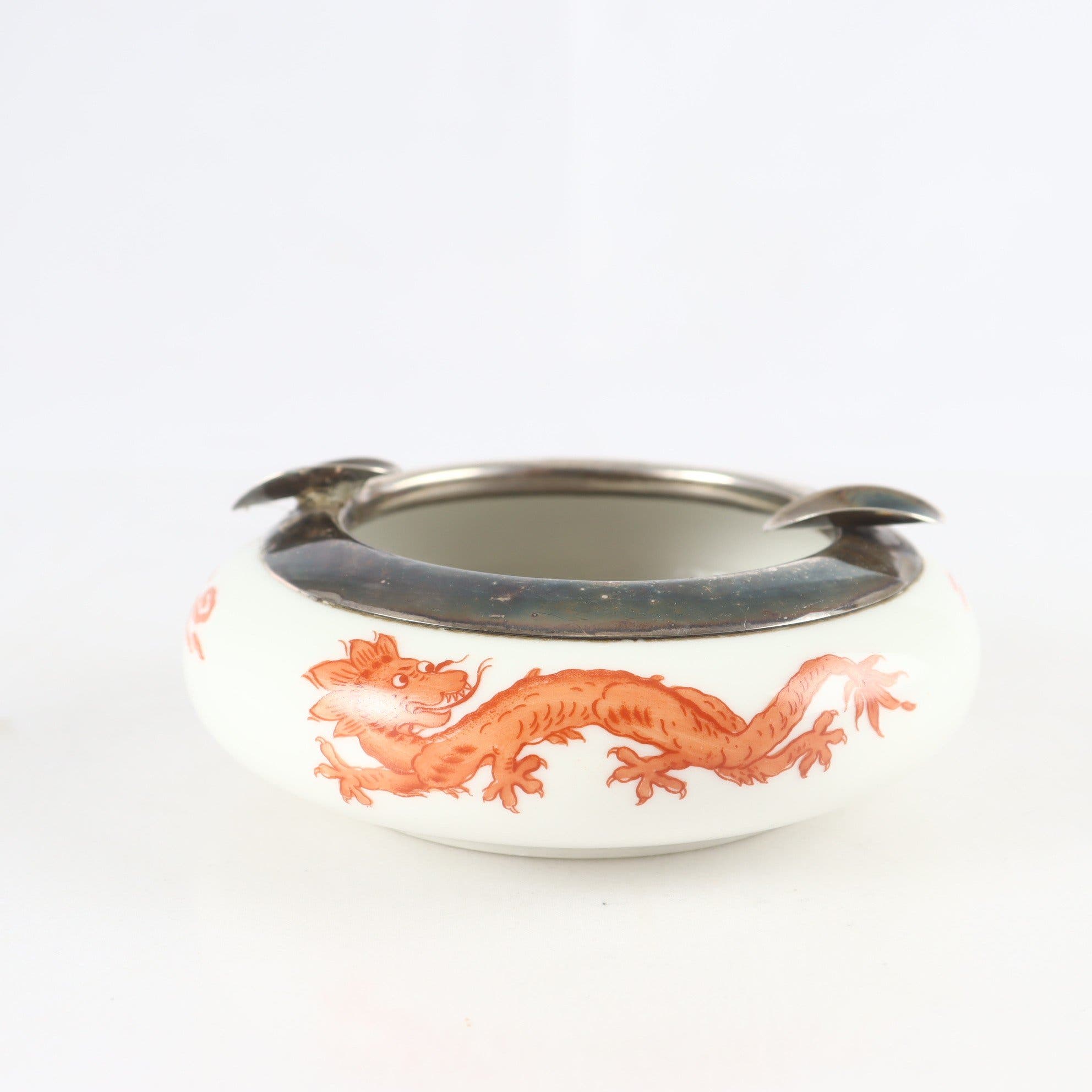 Askfat, handmålat porslin, Thomas Marktredwitz, silver, 835, Tyskland