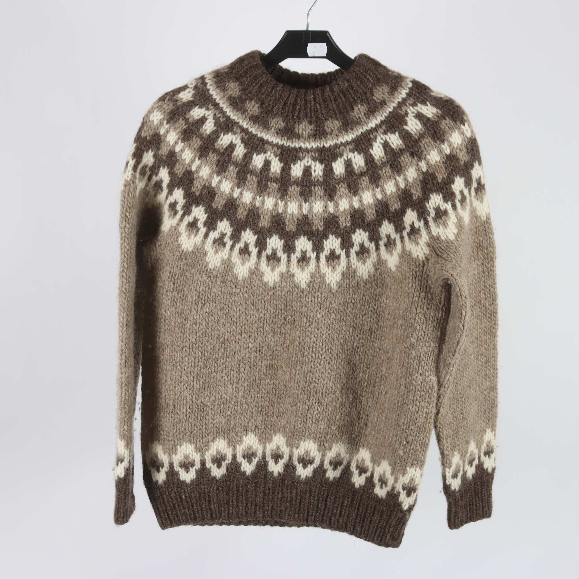 Tröja,Okänd, brun, beige, 100% ull, stl. ca. XS.