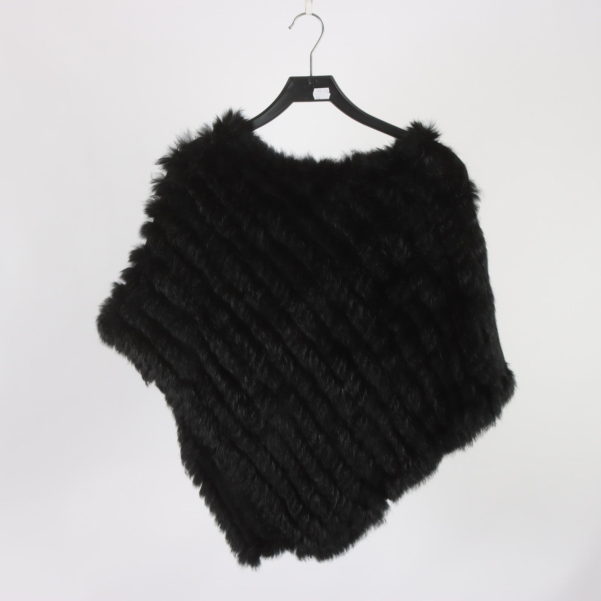 Poncho, Soyaconcept, svart, kanin, stl. one size.