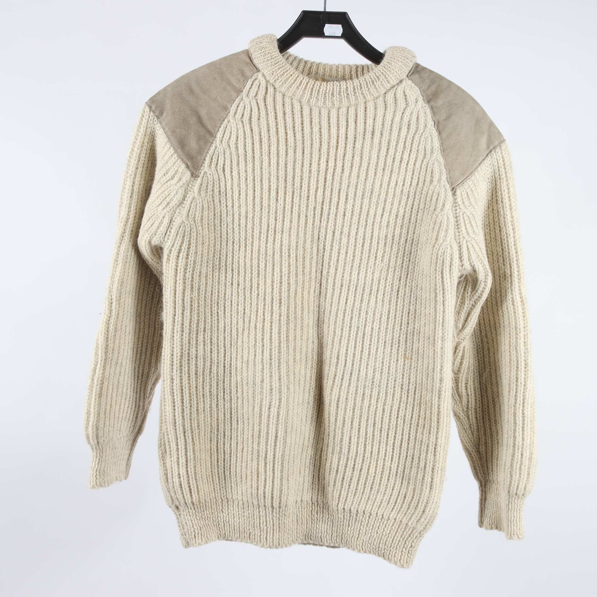 Tröja, Hand knitted, benvit, 100% ull, stl. M.