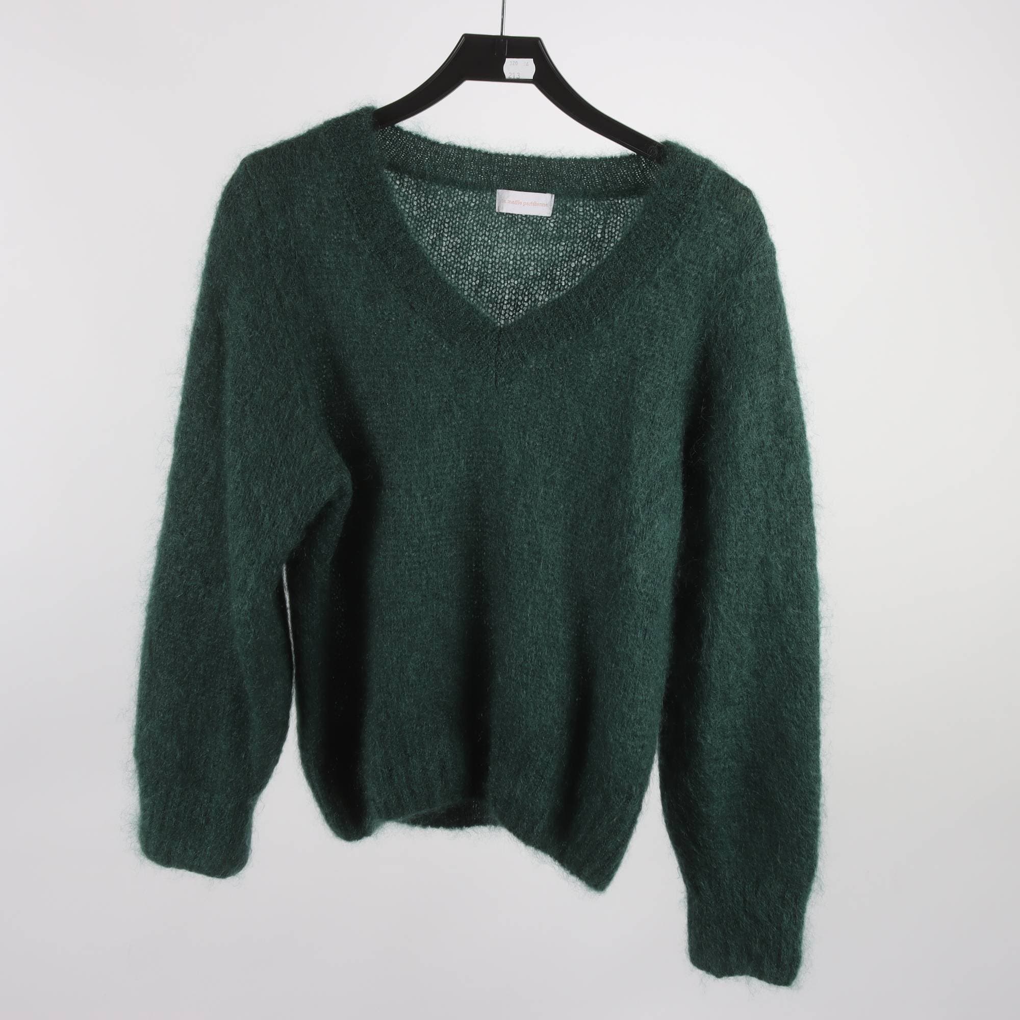 Tröja, La Maille Parisienne, grön, ull, mohair, stl. ca. M/L.