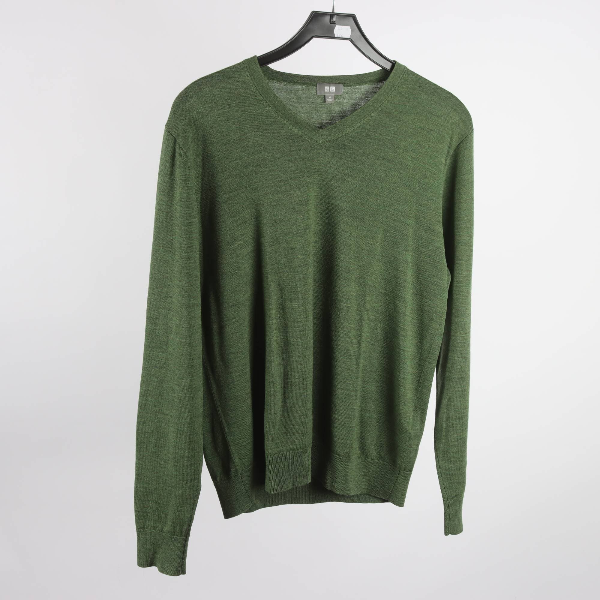 Tröja, Uniqlo, grön, 100% ull, stl. M.