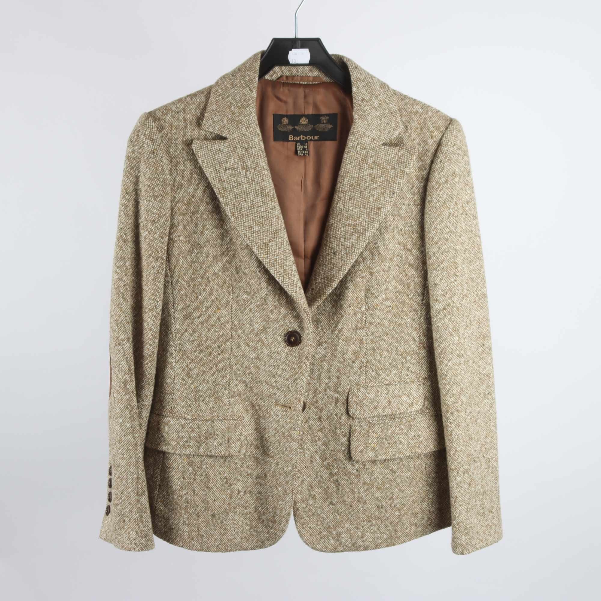 Kavaj, Barbour, beige, 80% ull, stl. 38.