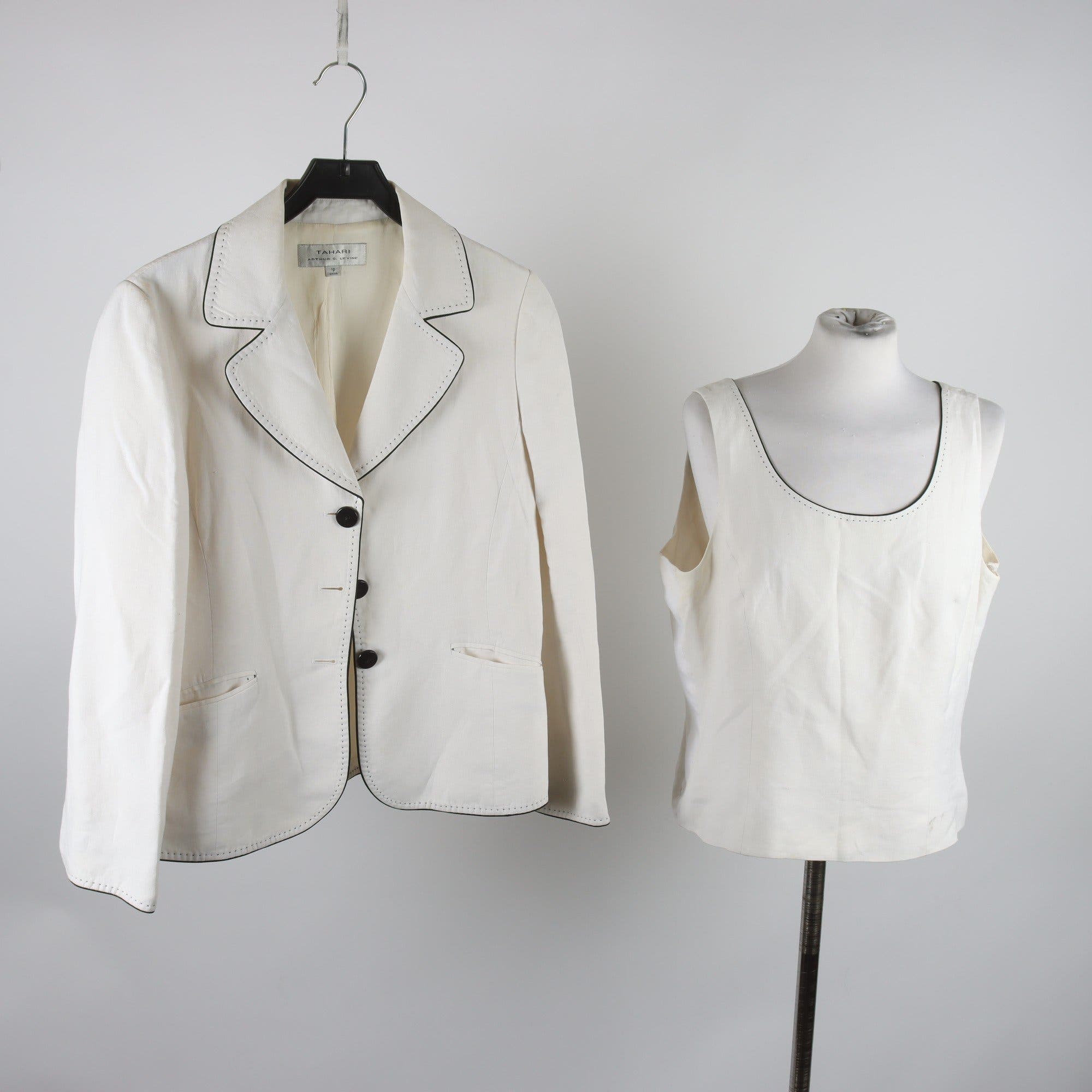 Kavaj och Linne, Tahari, vit, 55% lin, stl. M.