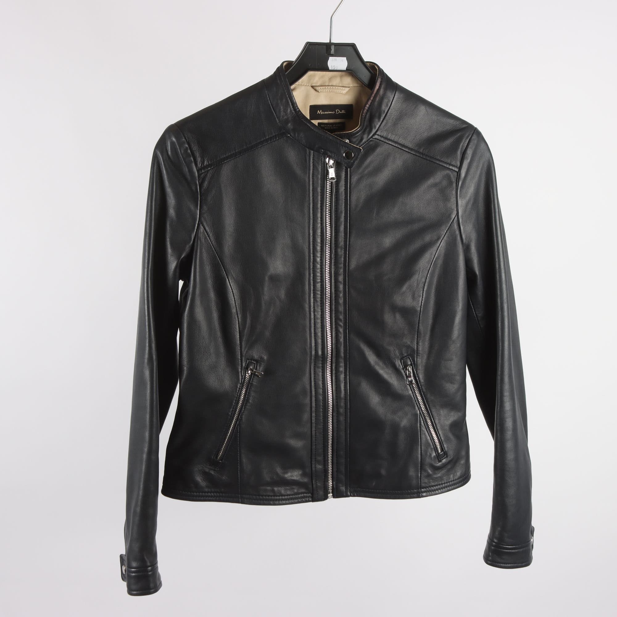 Skinnjacka, Massimo Dutti, svart, stl. M.