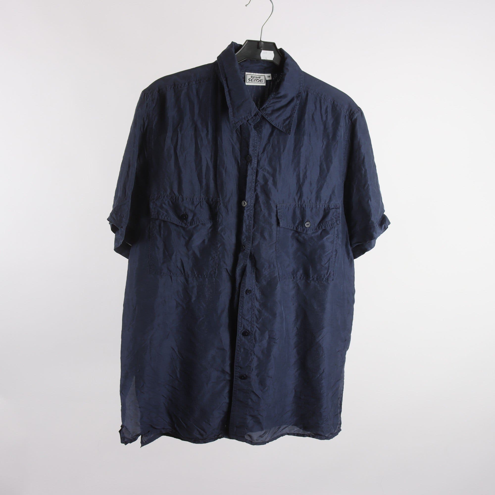 Blus, Reine Seige, blå, 100% silke, stl. 38.