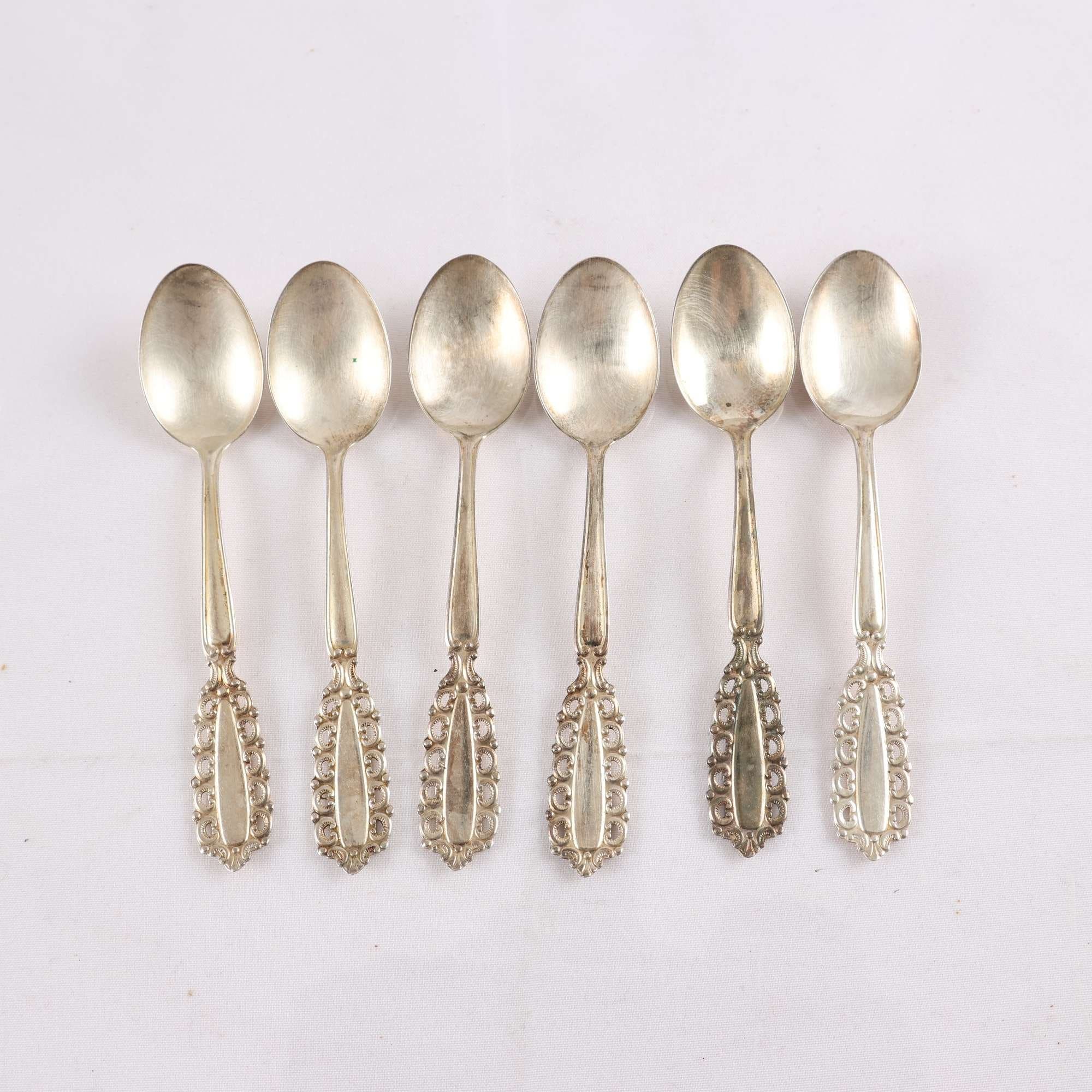 Teskedar, silver, kattfot, Gab