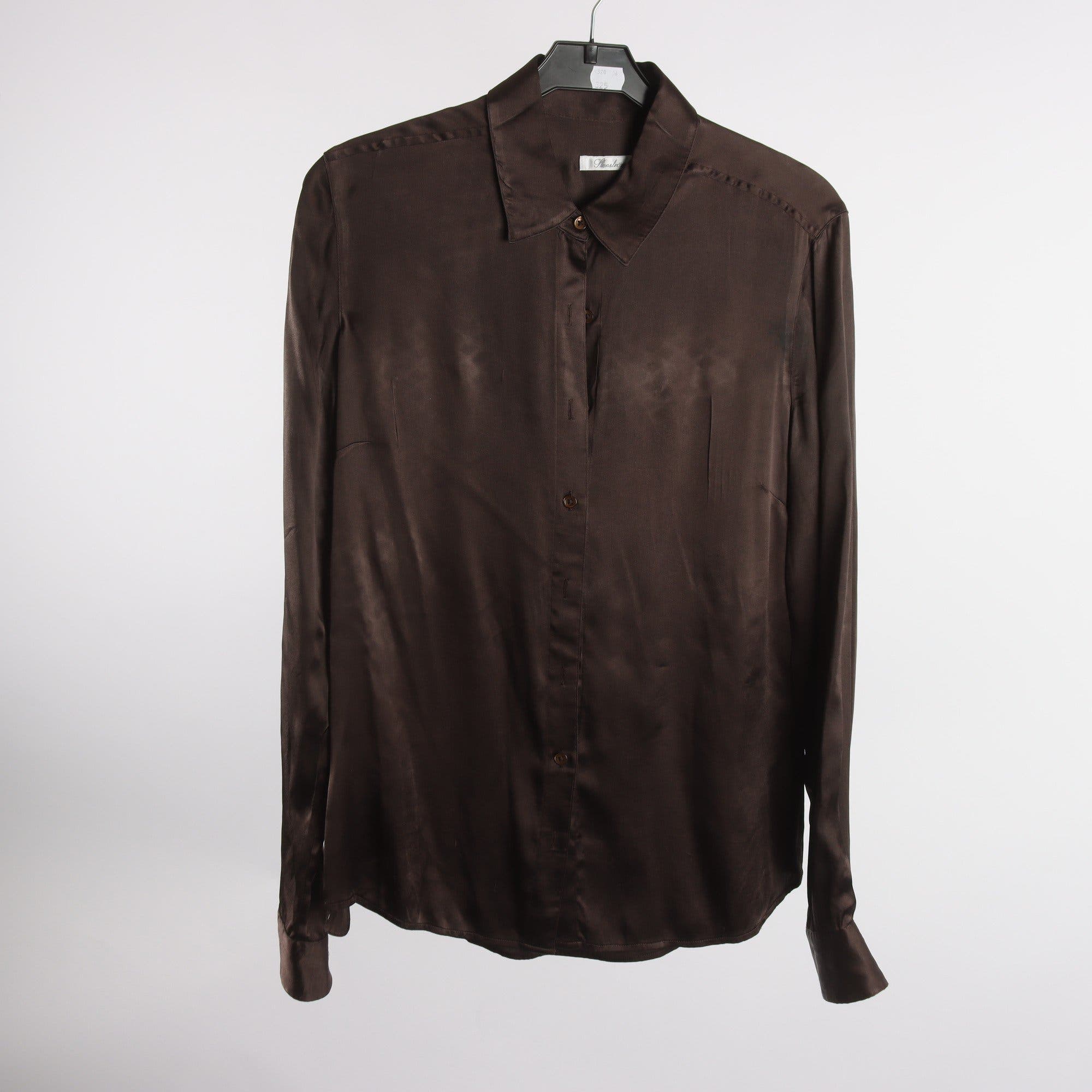 Blus, Stenströms, brun, 92% silke, stl. 38.