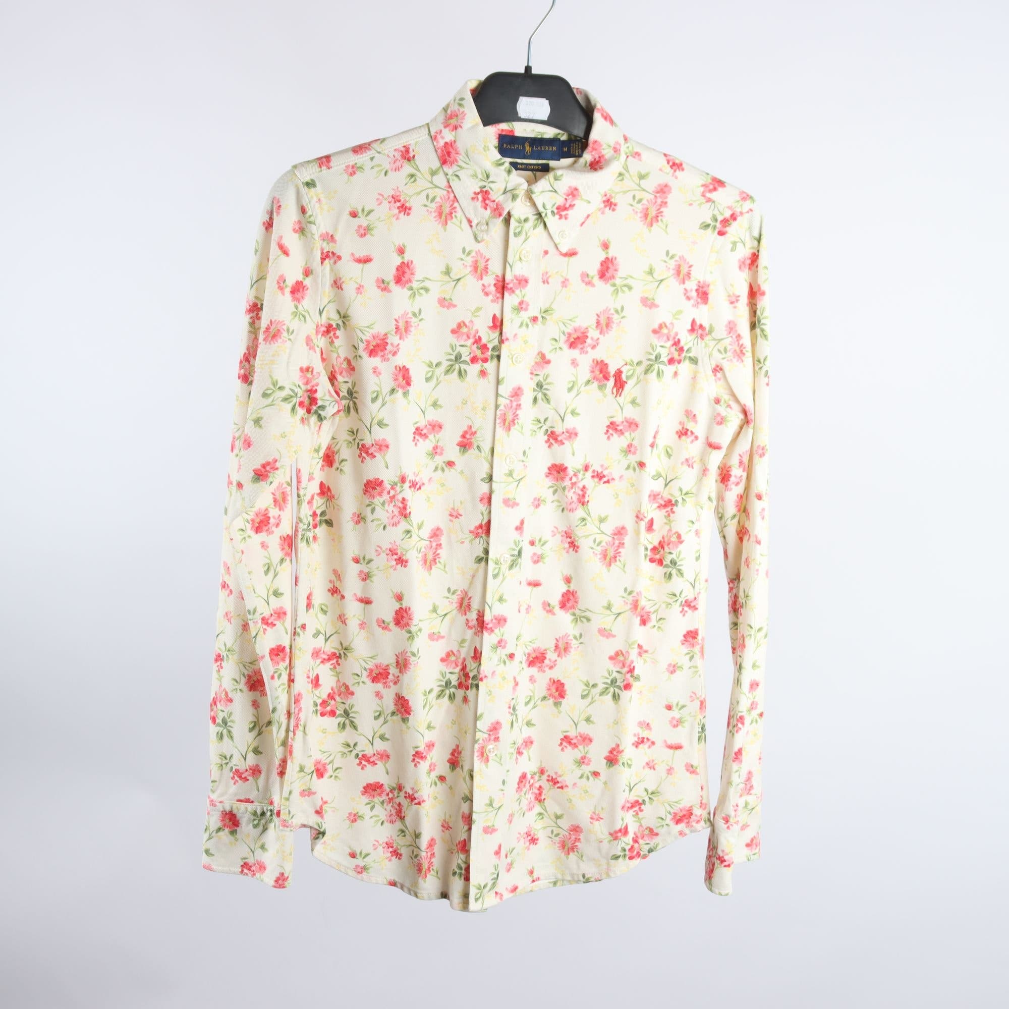 Blus, Ralph Lauren, blommig, beige, röd, stl. M.