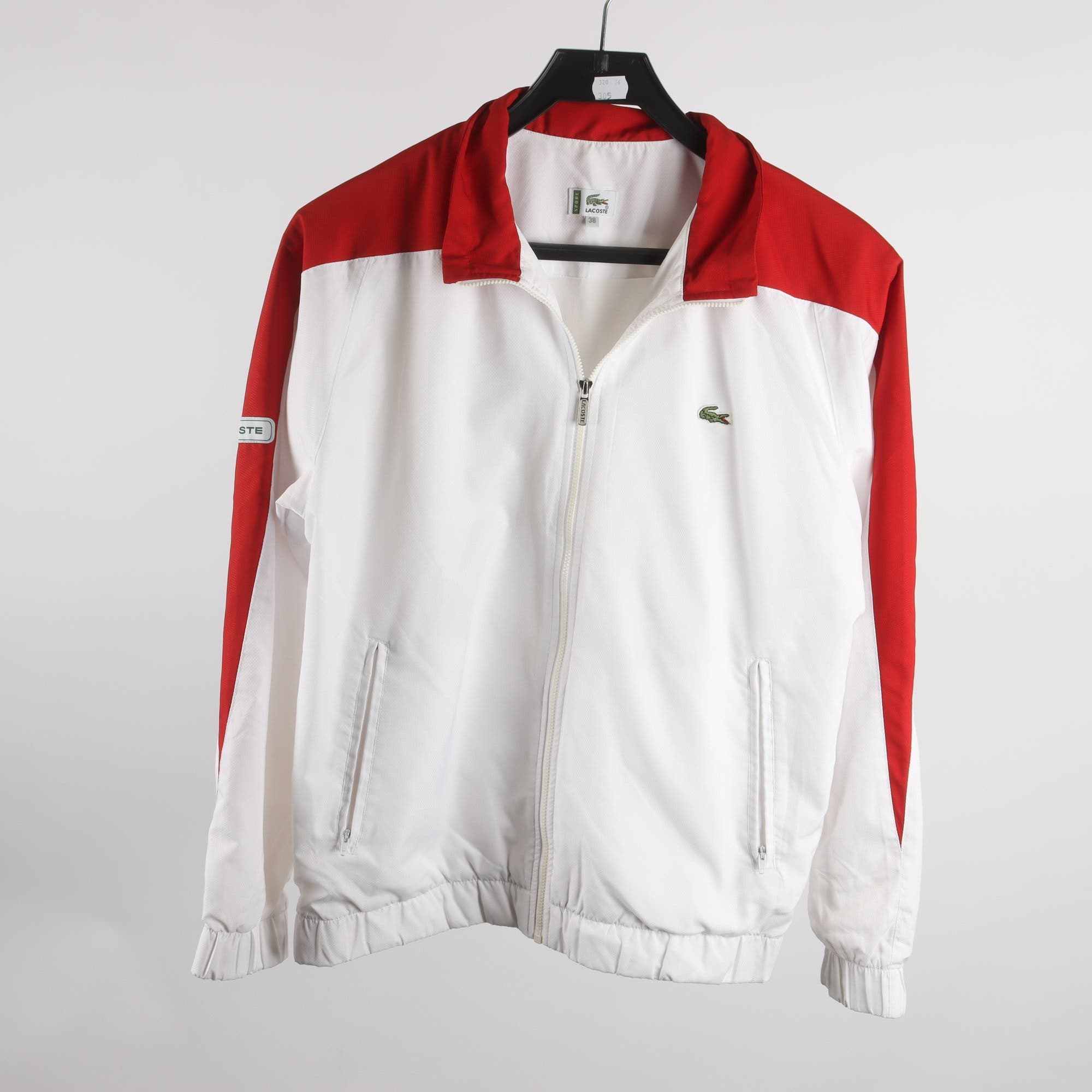 Sportjacka, Lacoste, vit, röd, stl. 38.