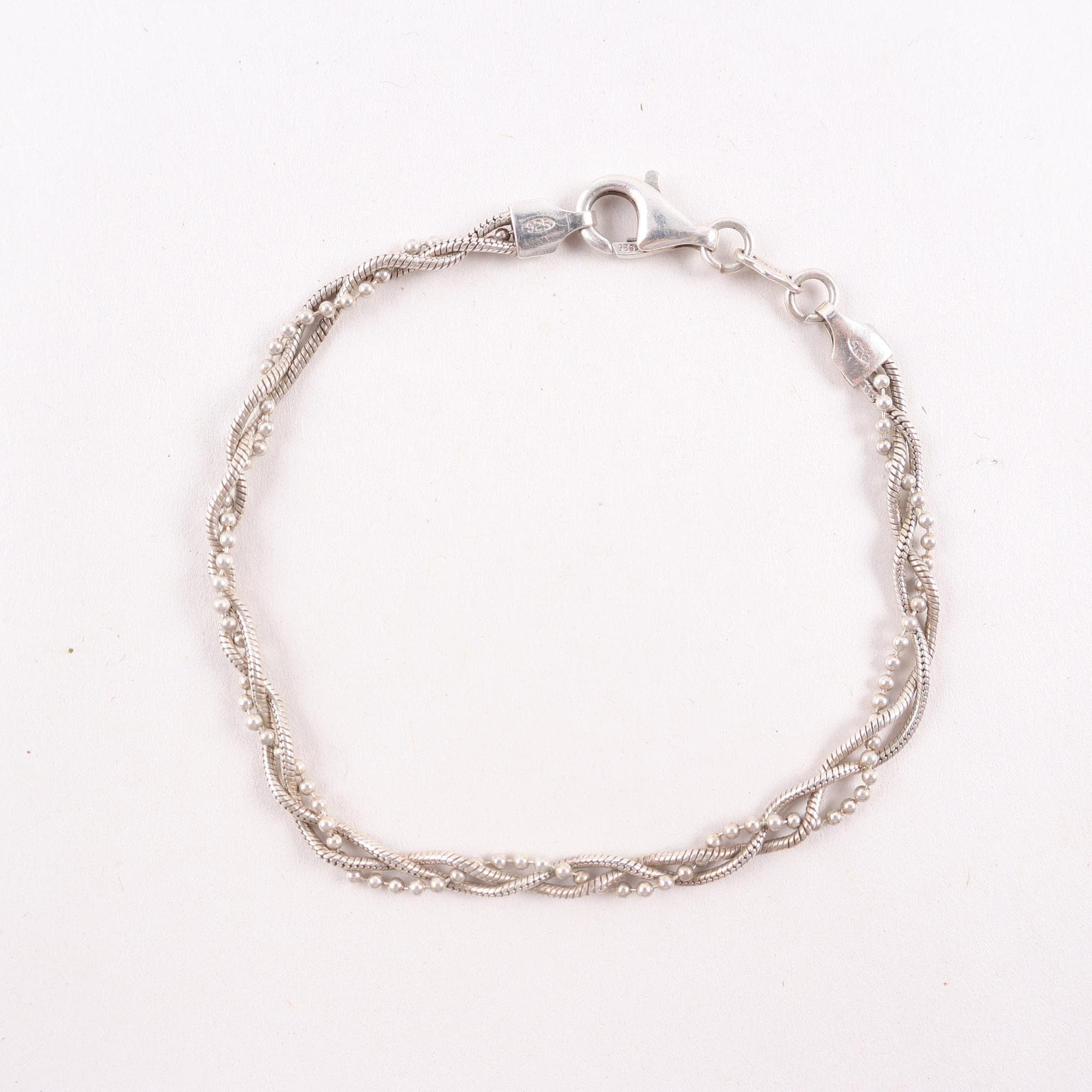 Armband, flätat, silver