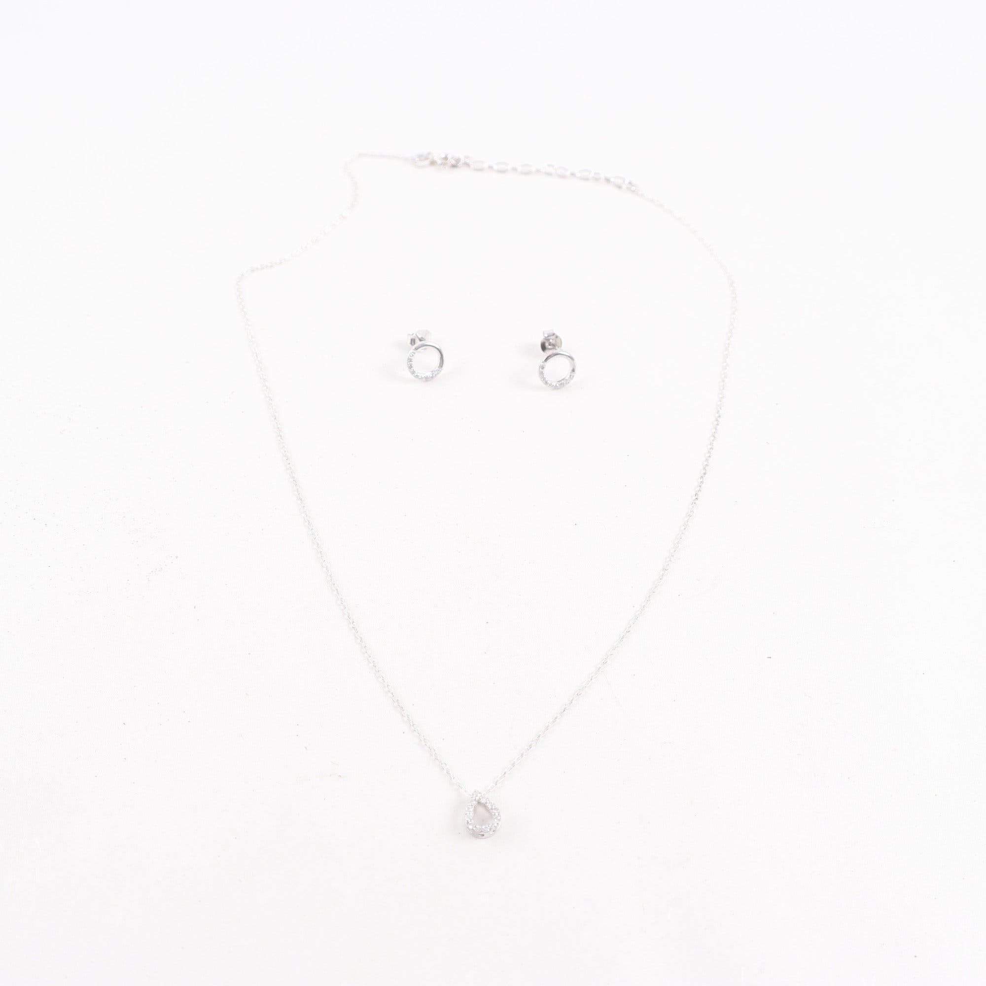 Smyckes set, Halsband & hänge & örhängen, silver, stenar