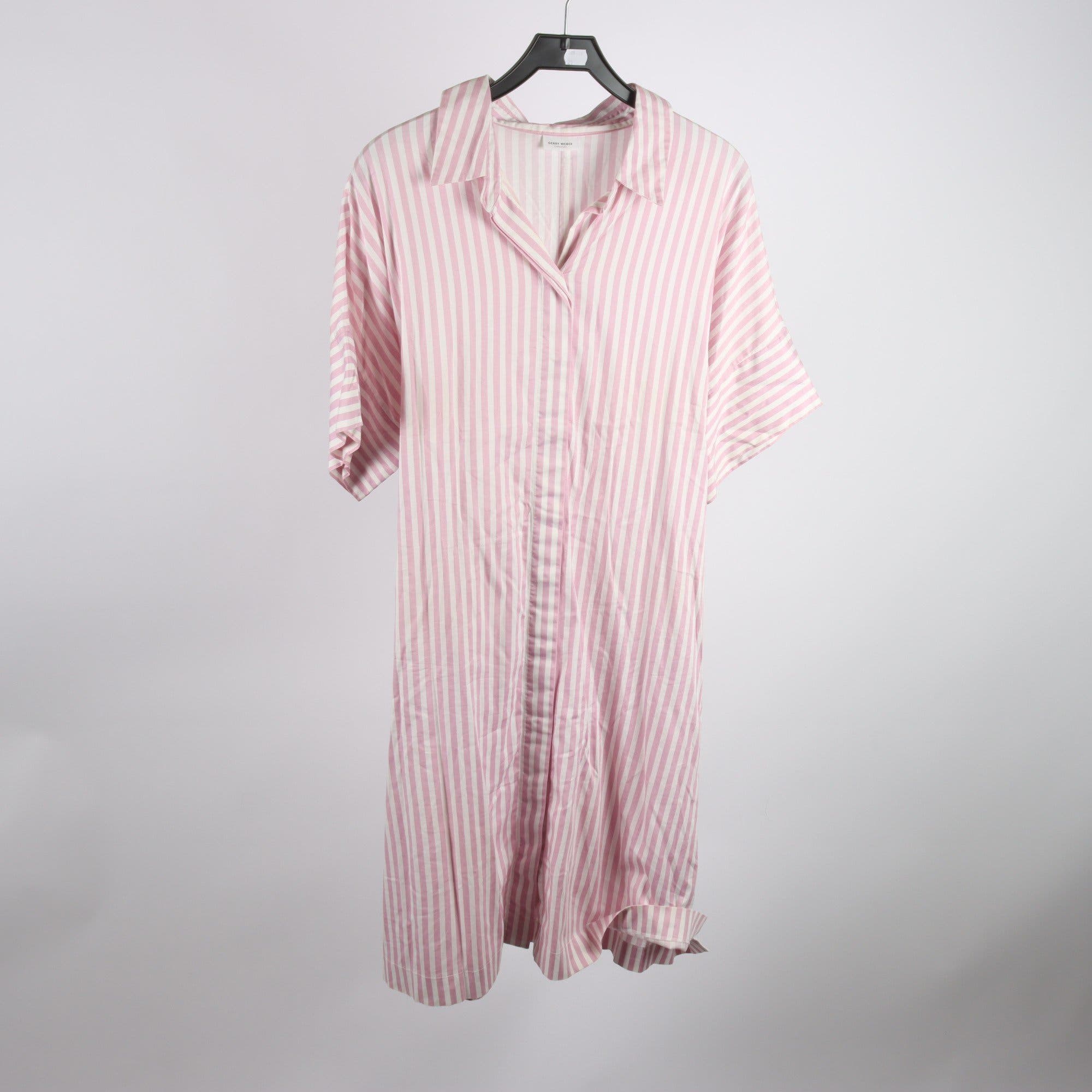 Klänning, Gerry Weber, randig, vit, rosa, stl. 48.