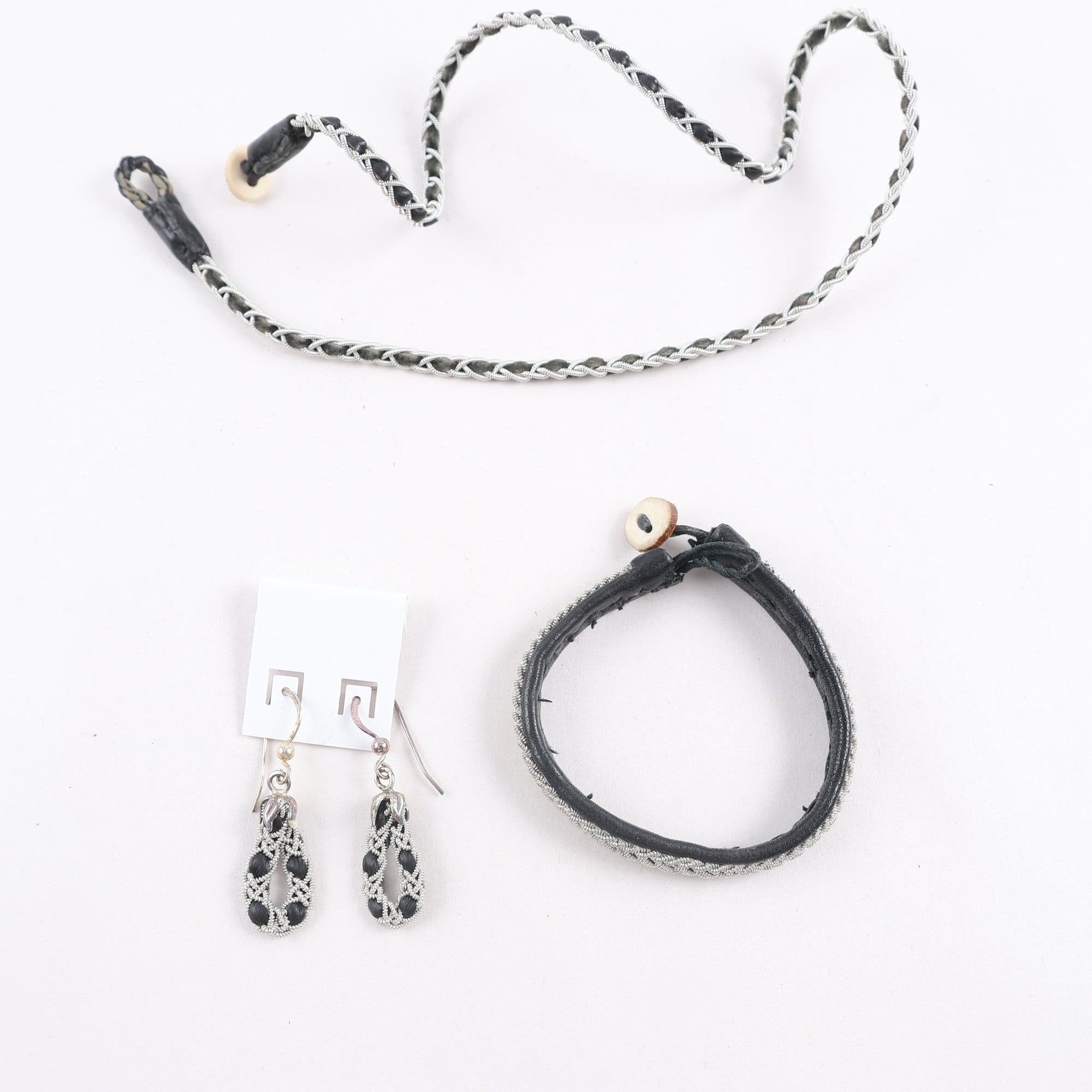 Smyckes set, tenntråd, halsband, armband & örhängen