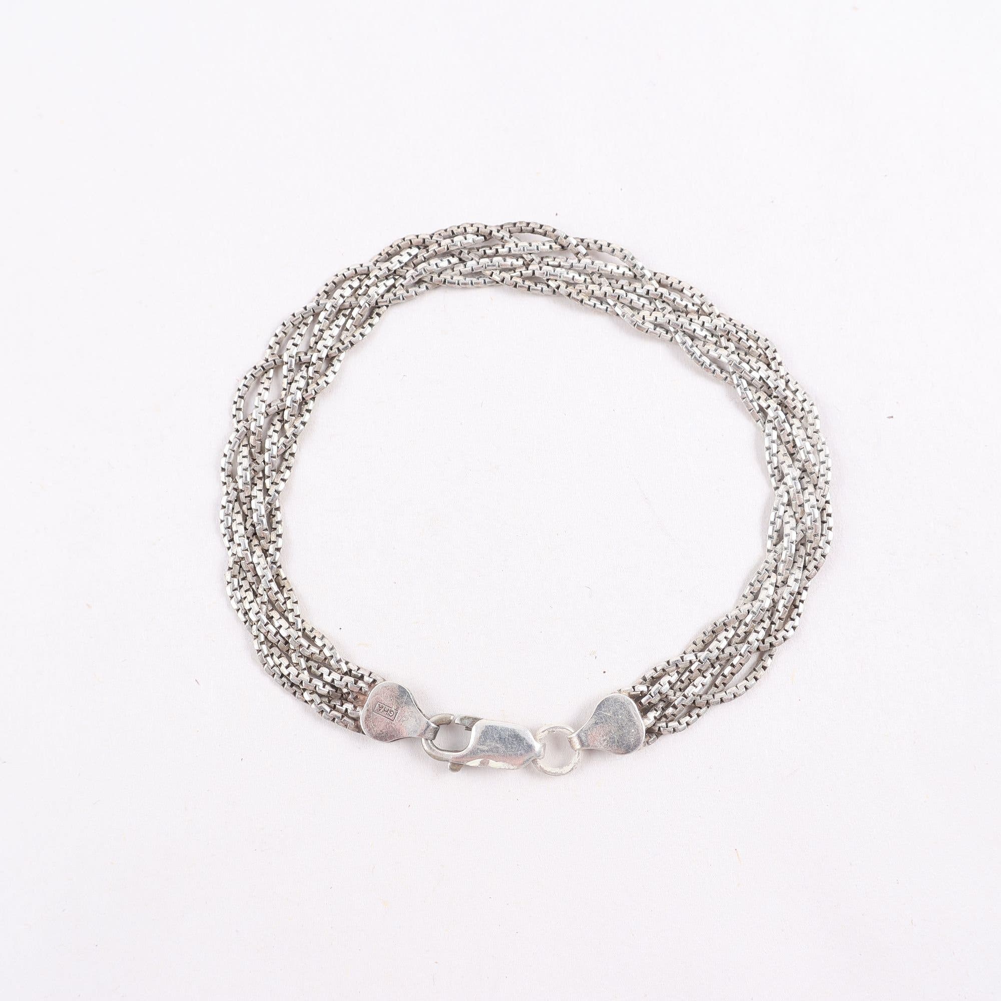 Armband, silver, flätat