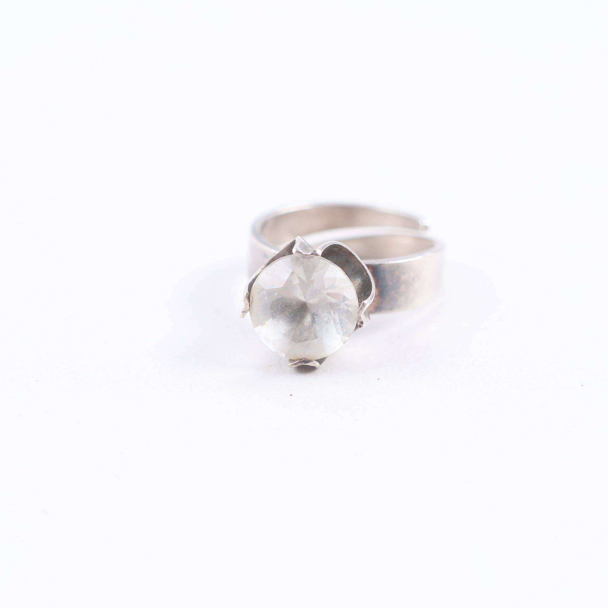 Ring, silver, glas