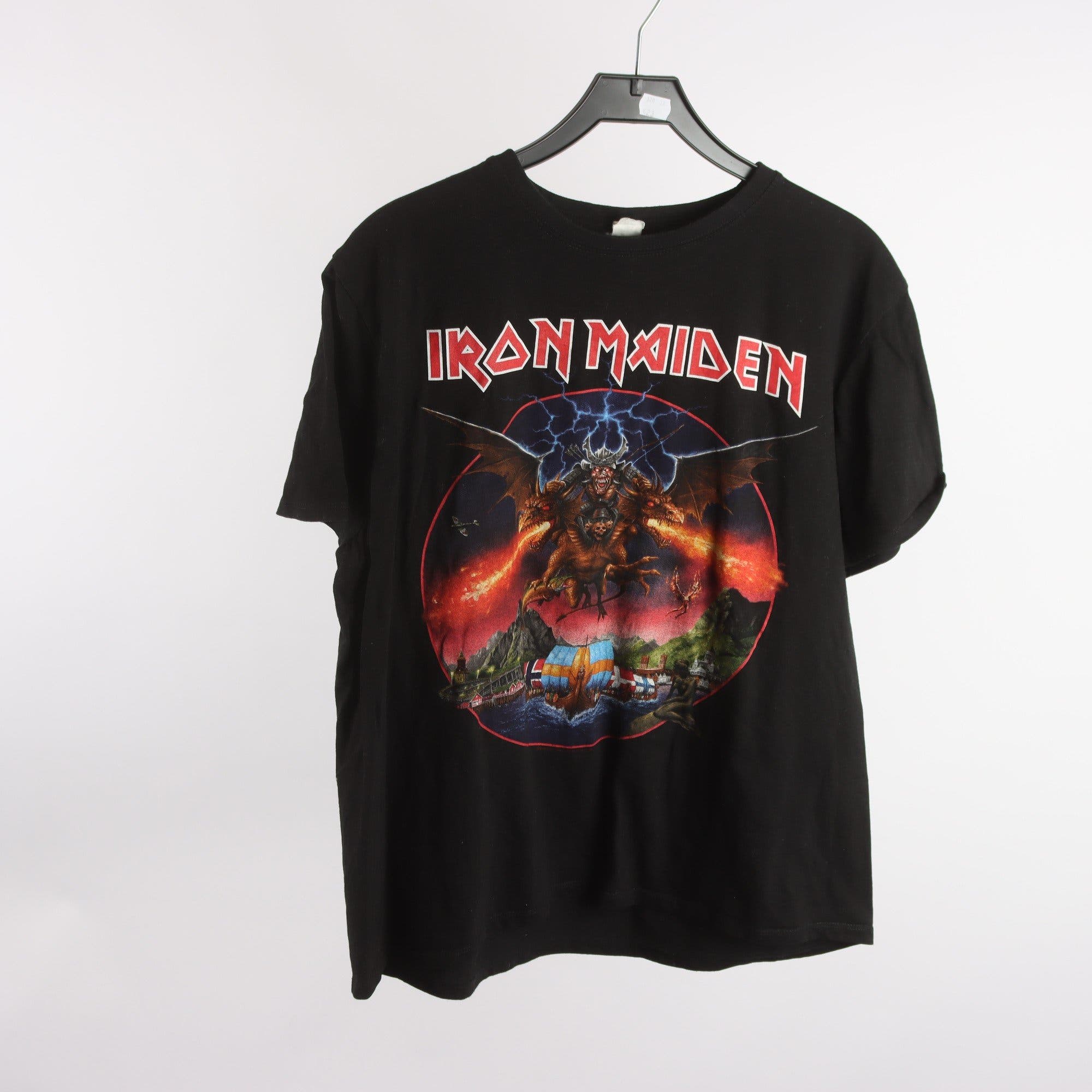 T-shirt, Iron Maiden, mönstrad, svart, stl. ca. L.