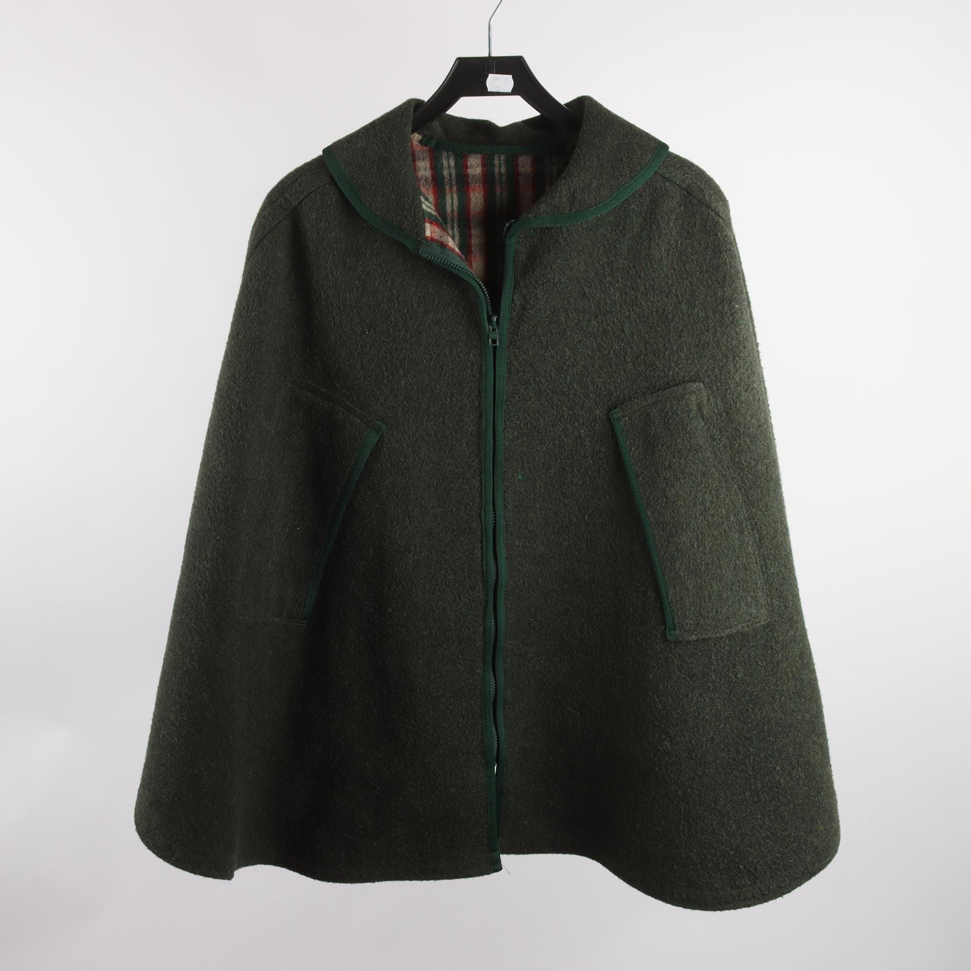 Cape/poncho, Okänd, grön, ull, stl. one size.