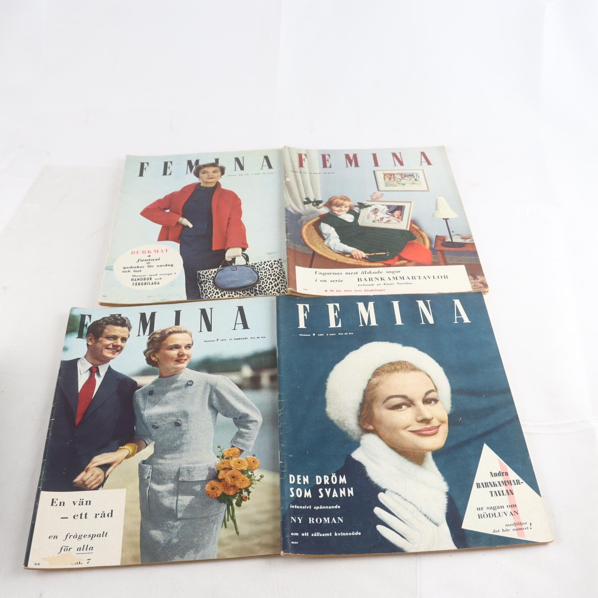 Tidningar, Femina nr 7-9 + 14 1957