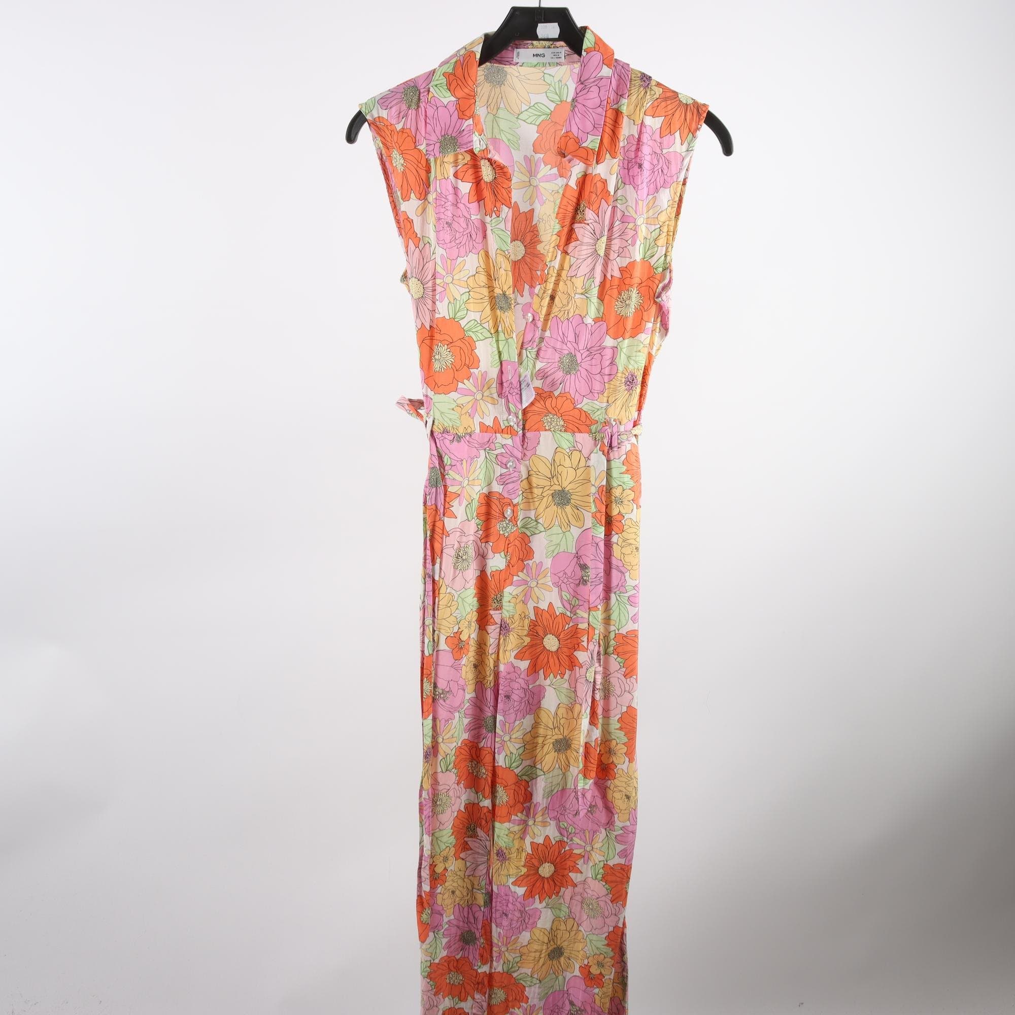 Byxdress, MNG, blommig, orange, rosa, stl. M.