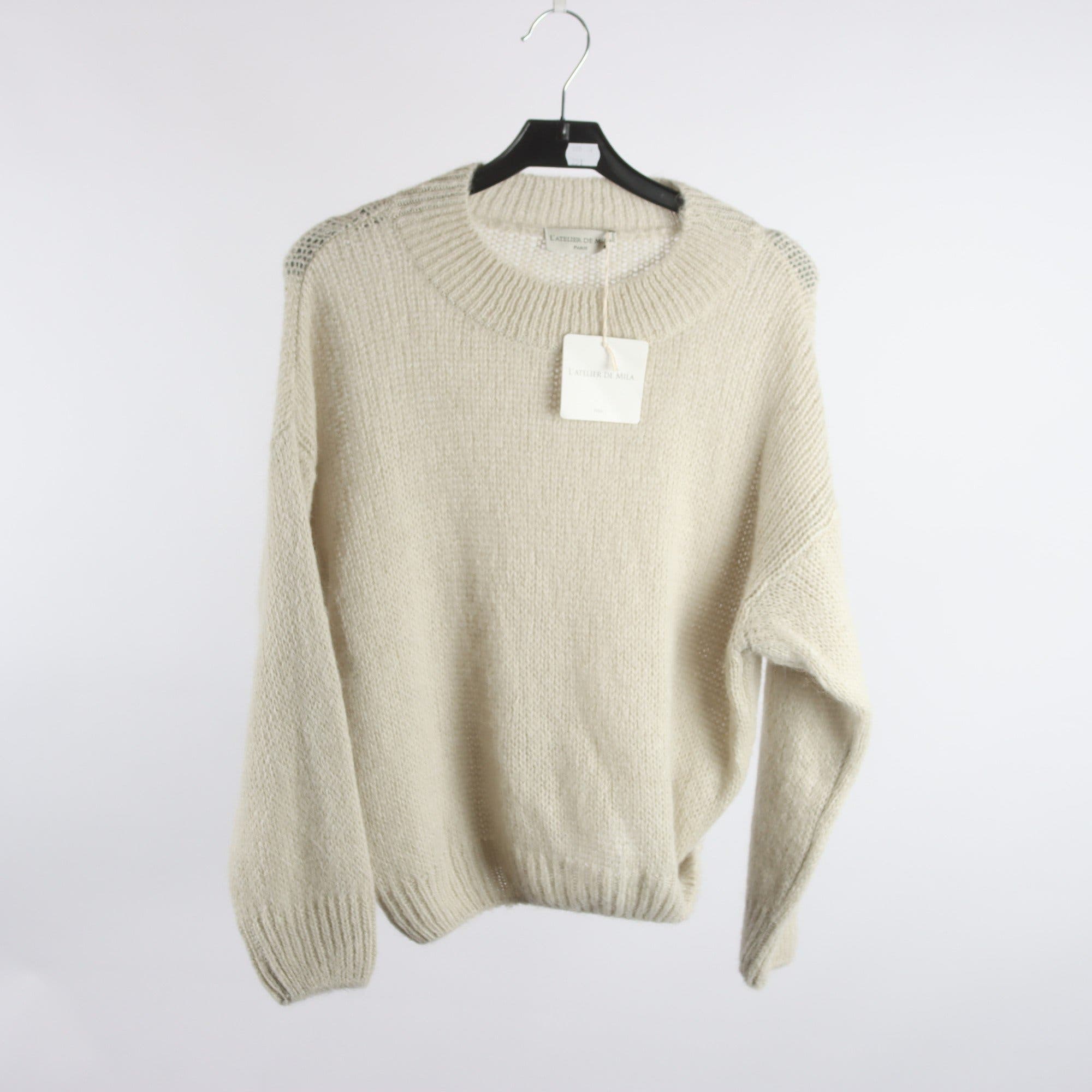 Tröja, L´Atelier de Mila, benvit, 30% mohair, stl. ca. S/M.