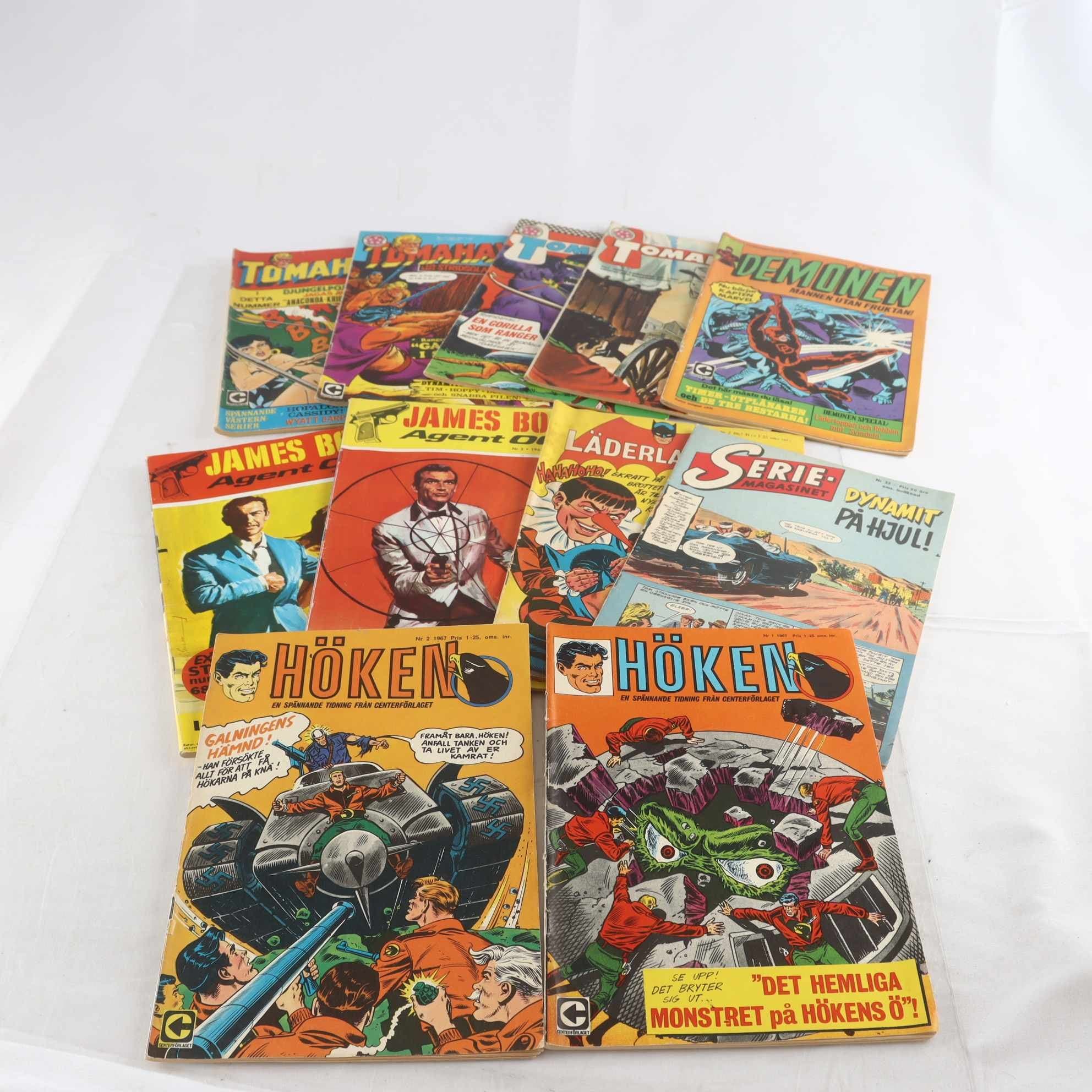 Diverse serietidningar, 1960-tal, 11 nummer, Höken, Tomahawk, m.m.