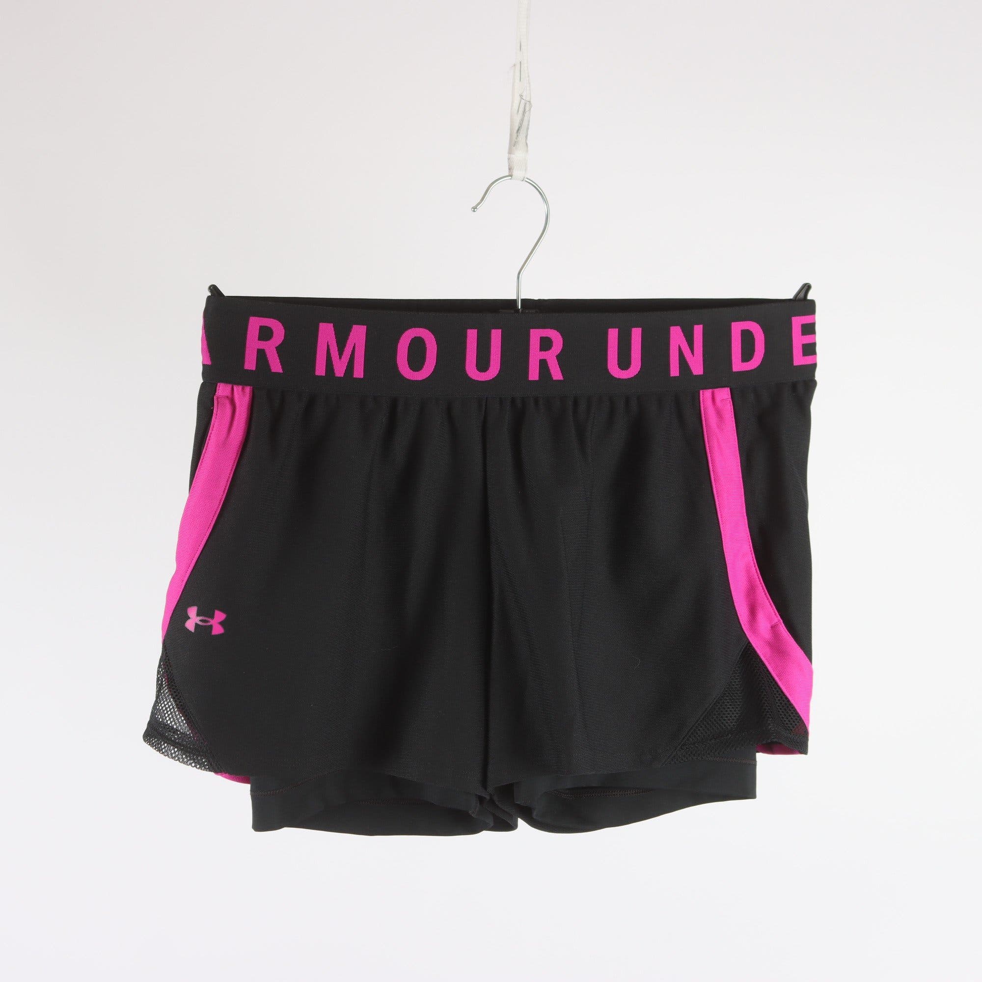 Träningsshorts, Under Armour, svart, rosa, stl. ca. S.