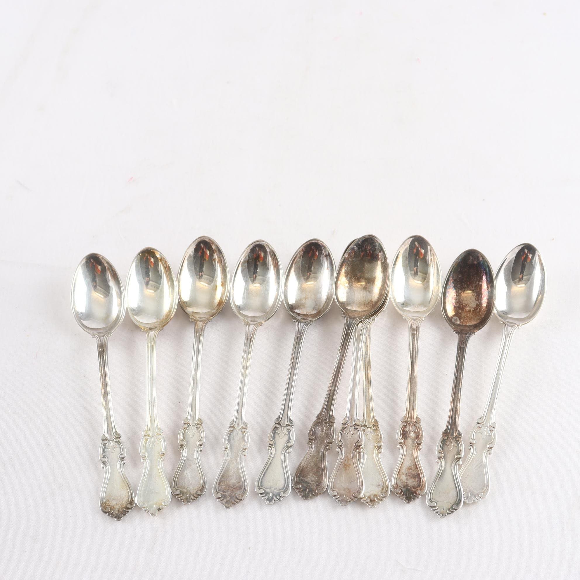 Teskedar, silver 830, kattfot, GAB