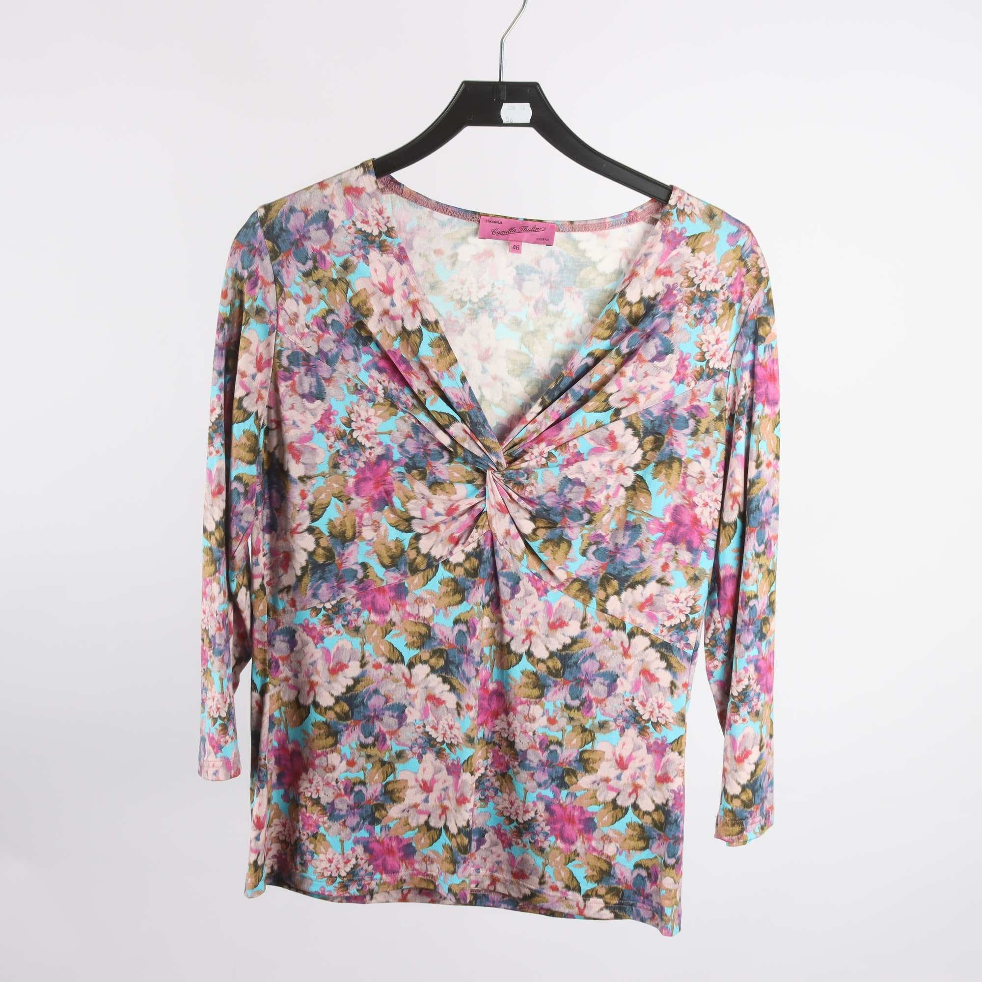 Tröja, Camilla Thulin, blommig, rosa, blå, stl. 46.