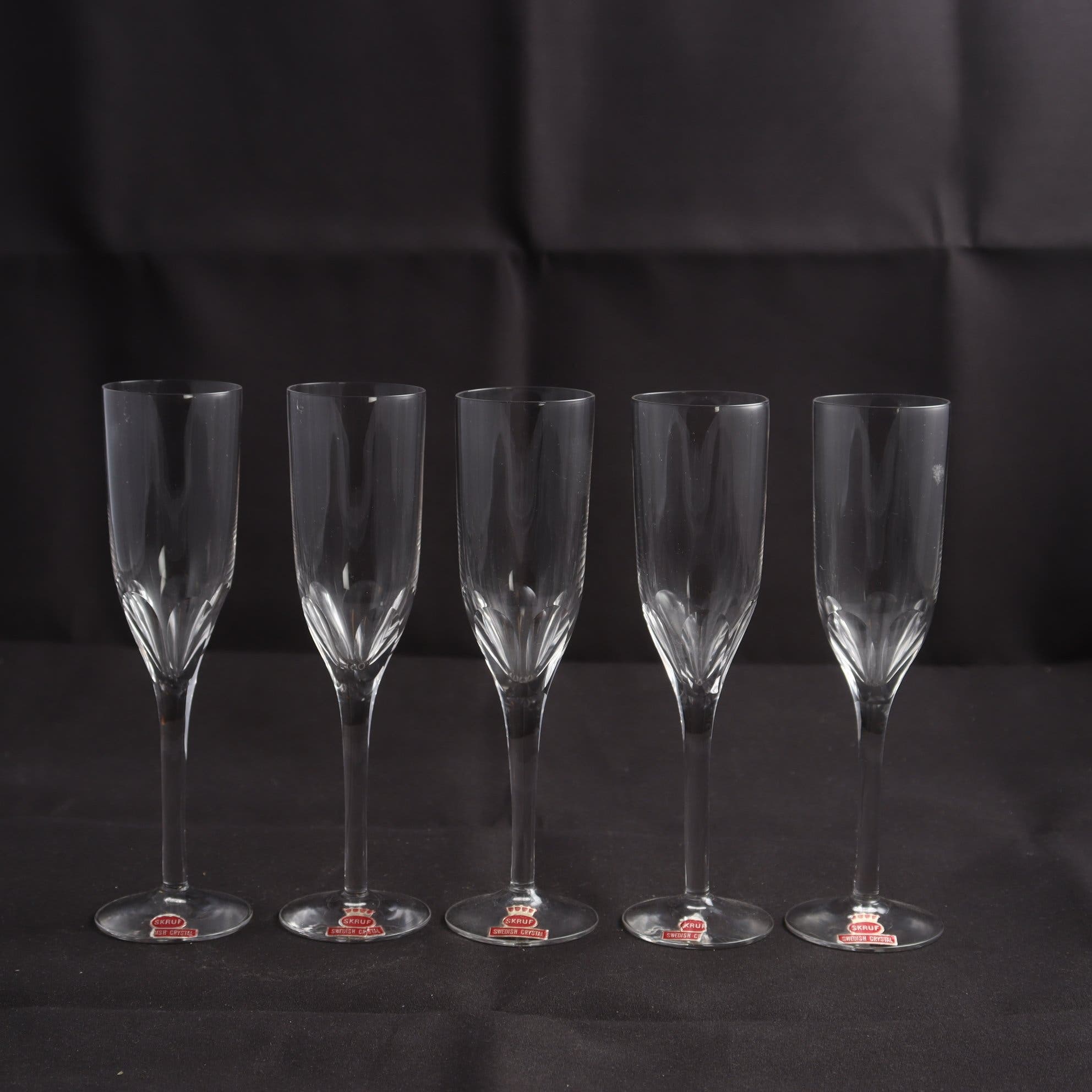 Glas, halvkristall, Skruf glasbruk, 5 st. Samfraktas ej.