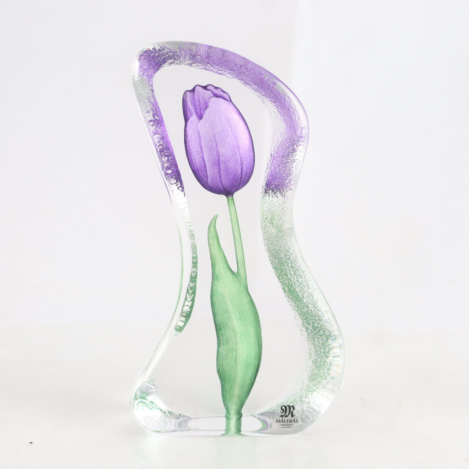 Skulptur, Floral Fantasy, Tulpan Lila, Mats Jonasson, Målerås, signerad