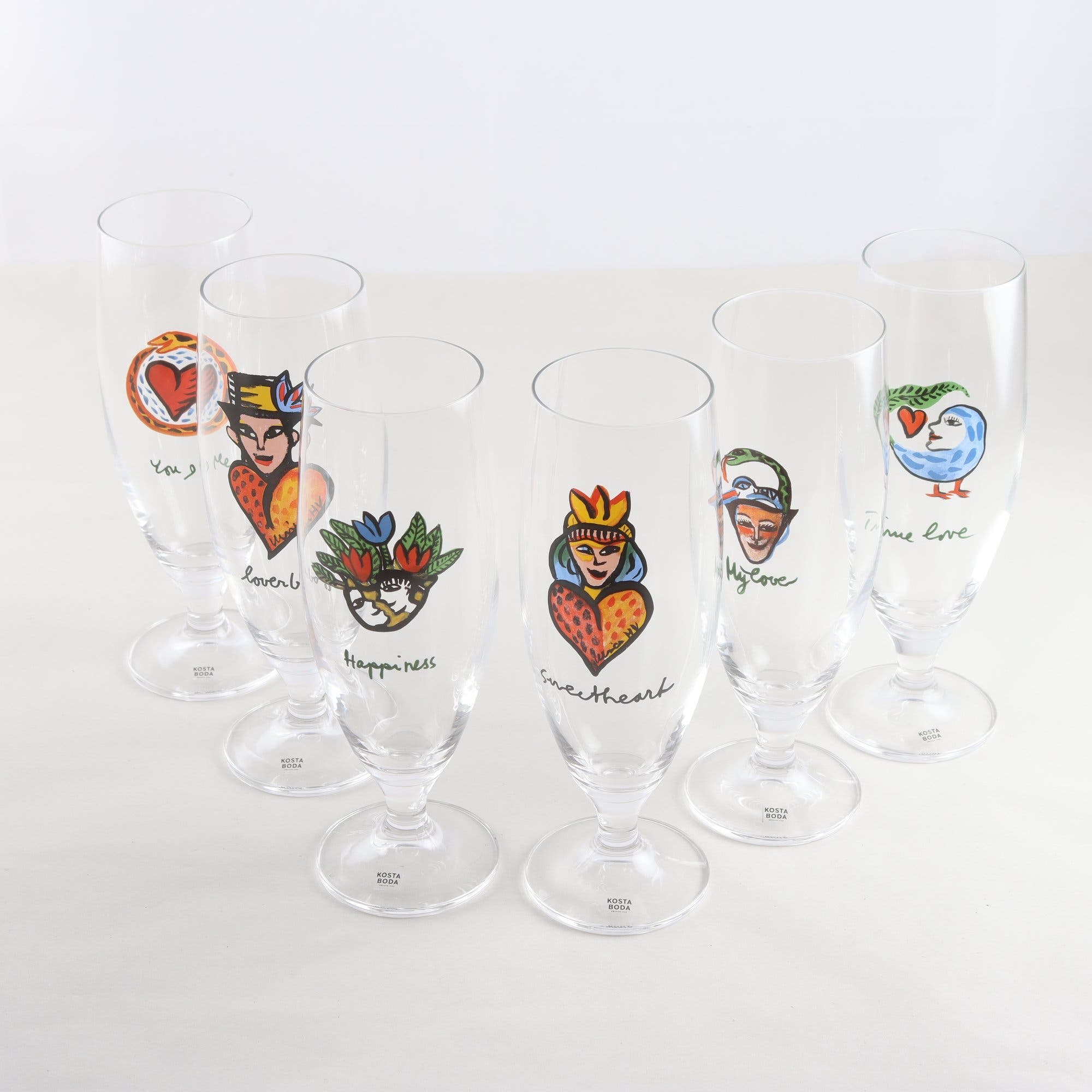Ölglas, Kosta Boda, ”Friendship”, Ulrika Hydman Vallien, 6 st Samfraktas ej