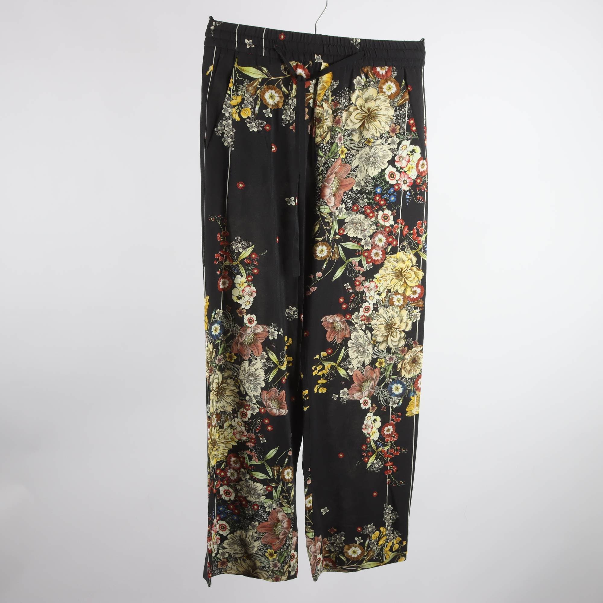 Byxor, Zara, svart, blommig, stl. XS