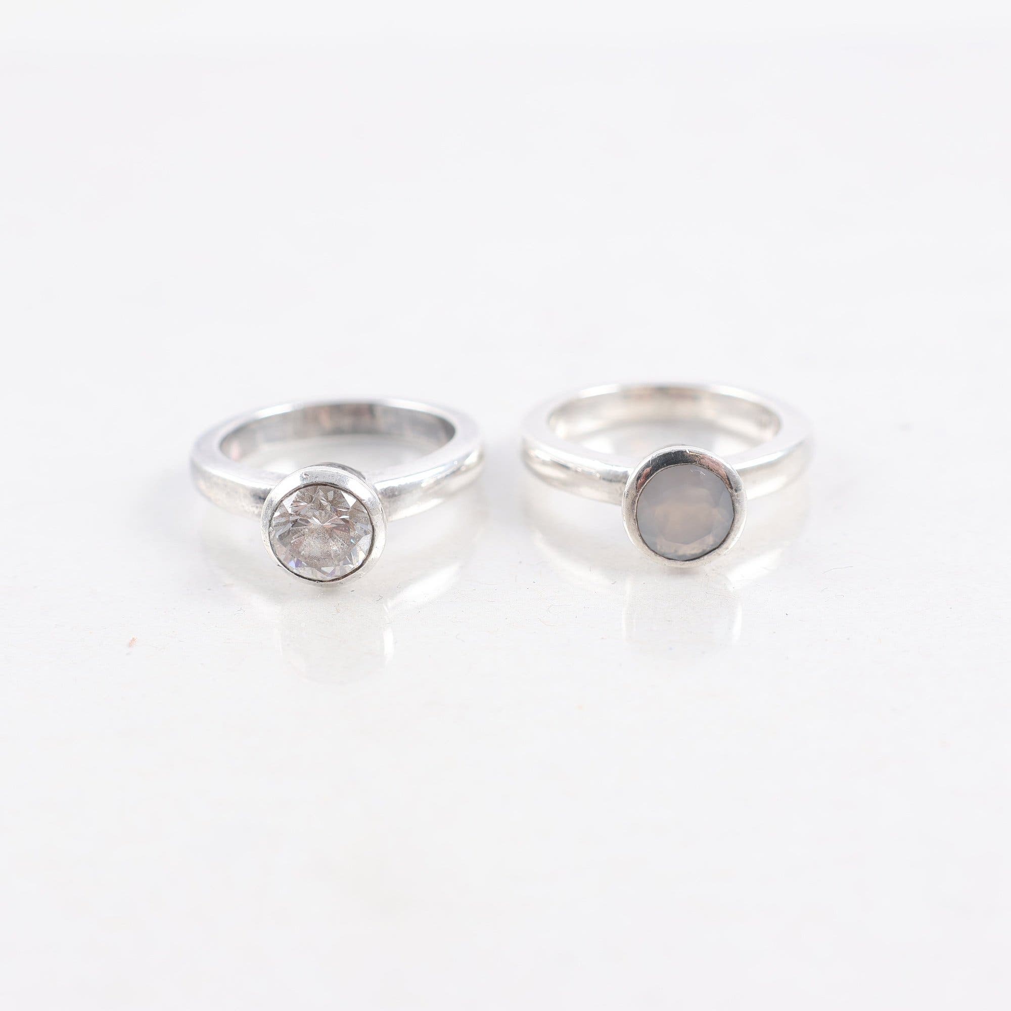 Ringar, silver 925, slipade stenar