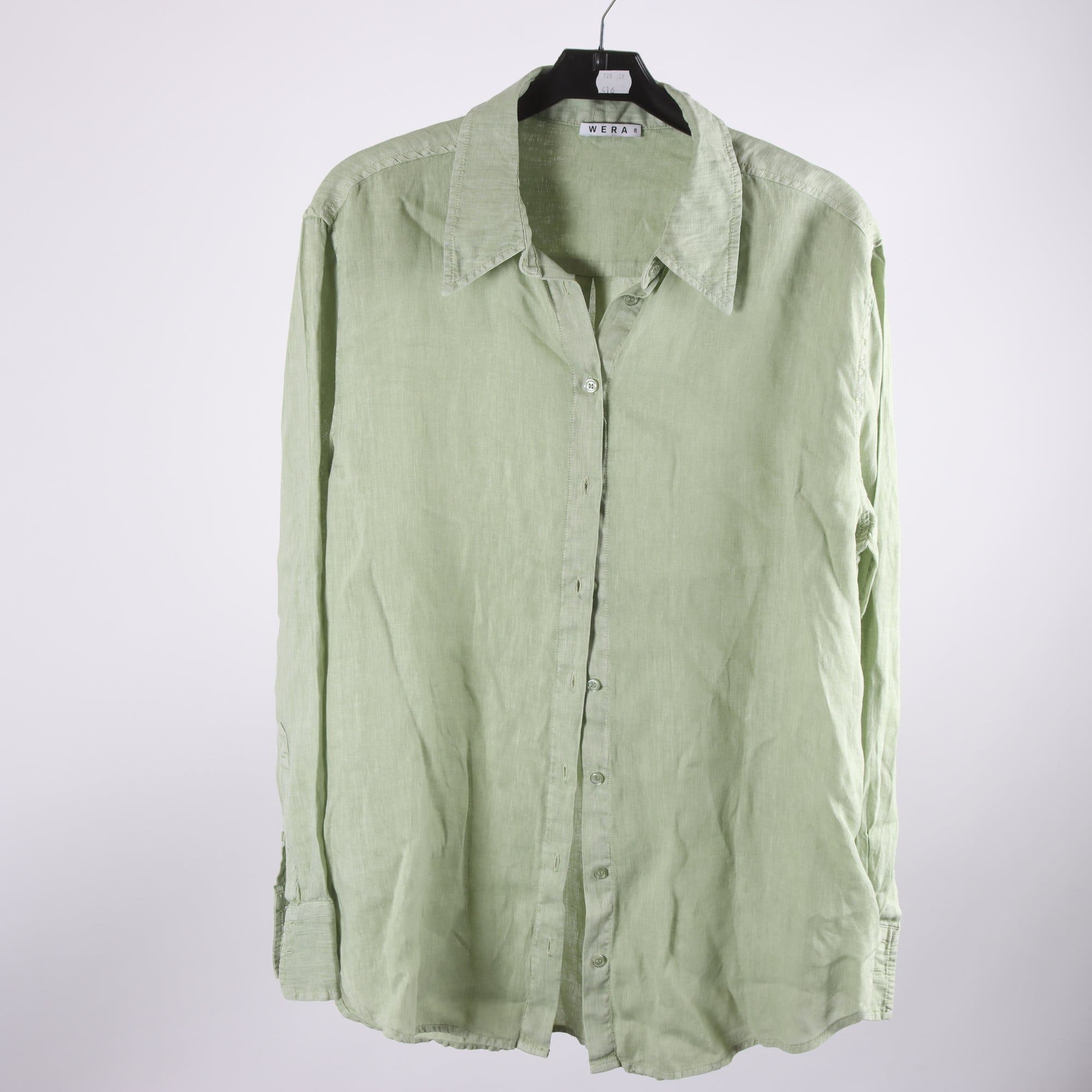 Blus, Wera, grön, 100% lin, stl. 38.