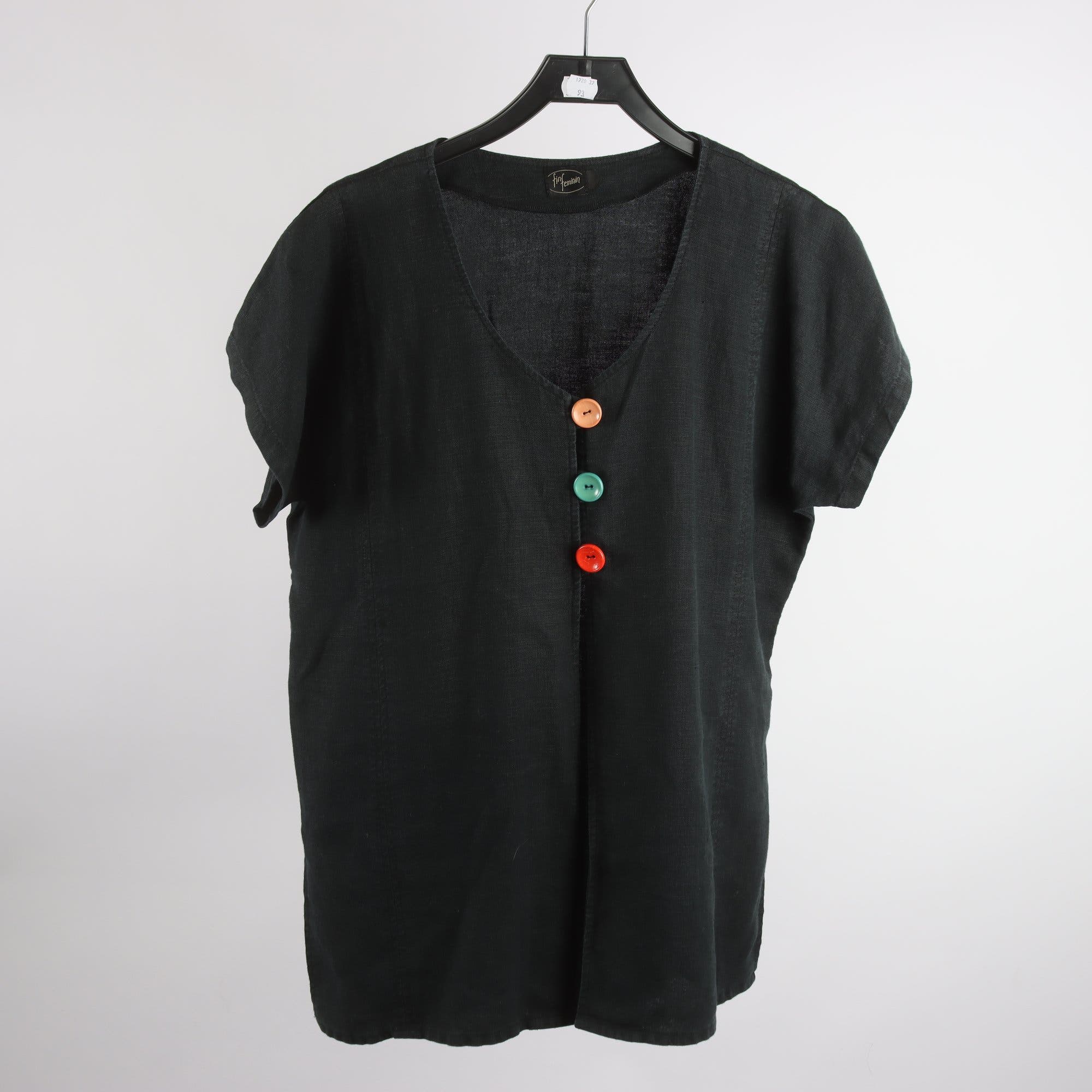 Blus, Fin Feminin, svart, 100% linne, stl. M