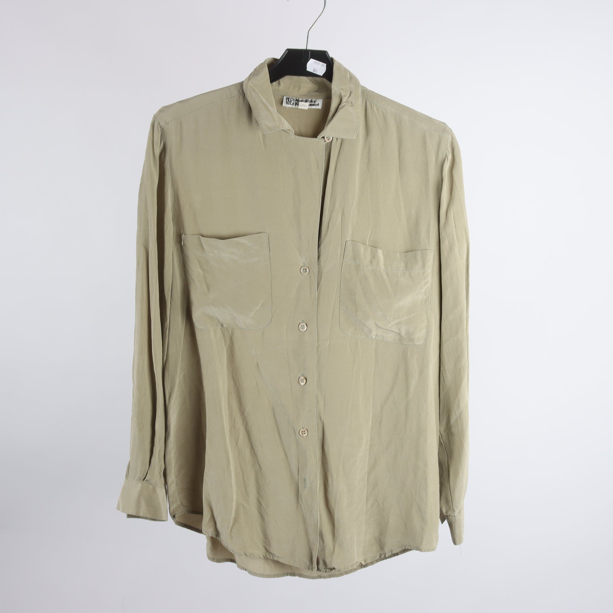 Blus, NK Nordiska Kompaniet, grön, 100&% silke, stl. 34