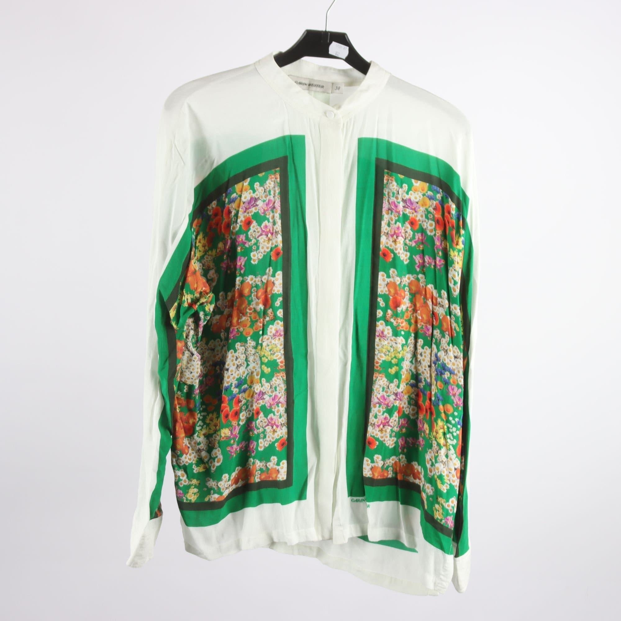 Blus, Carin Wester, vit, grön, blommig, stl. 38